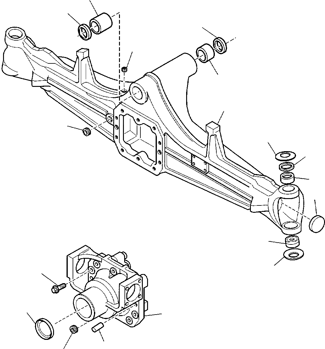 Схема запчастей Komatsu WB140-2 - ПЕРЕДНИЙ МОСТ (WD) (/) РАМА