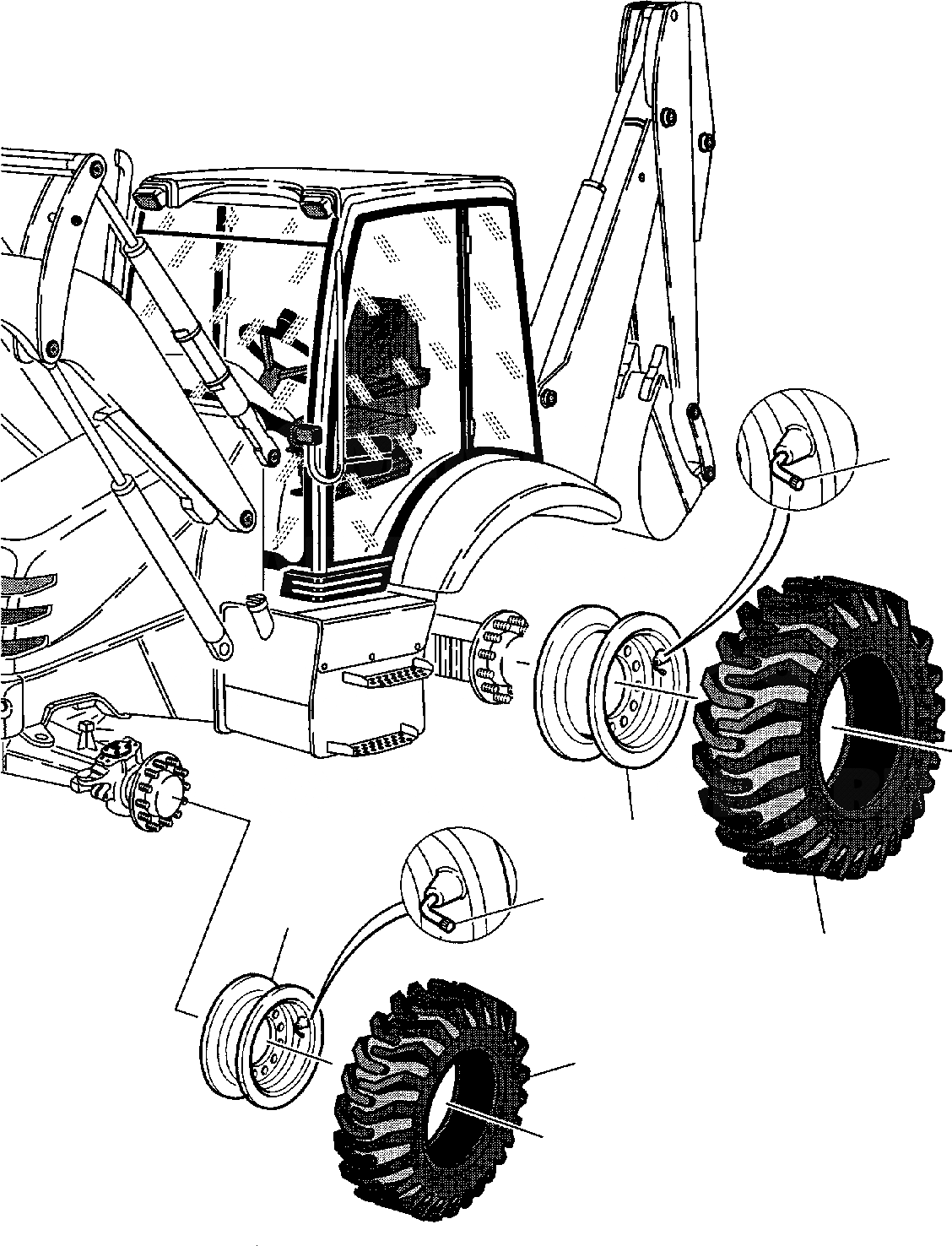 Схема запчастей Komatsu WB140-2 - КОЛЕСА (WD) РАМА