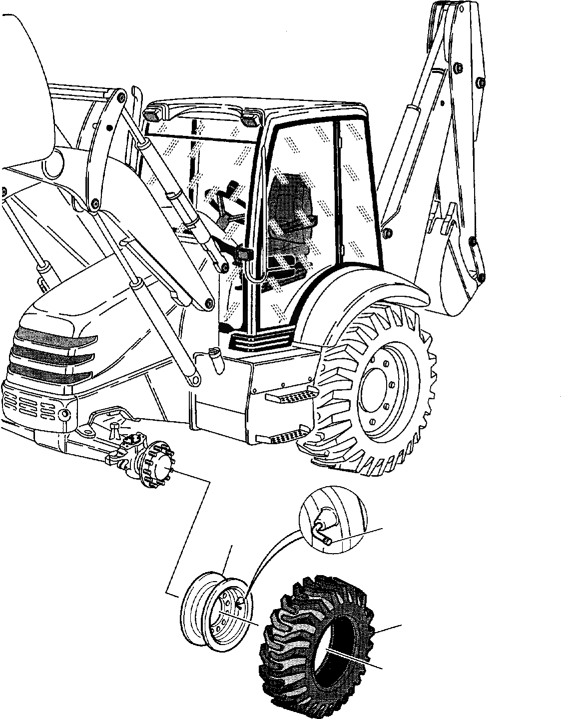 Схема запчастей Komatsu WB140-2 - КОЛЕСА (WD) (ОПЦИОНН.) РАМА