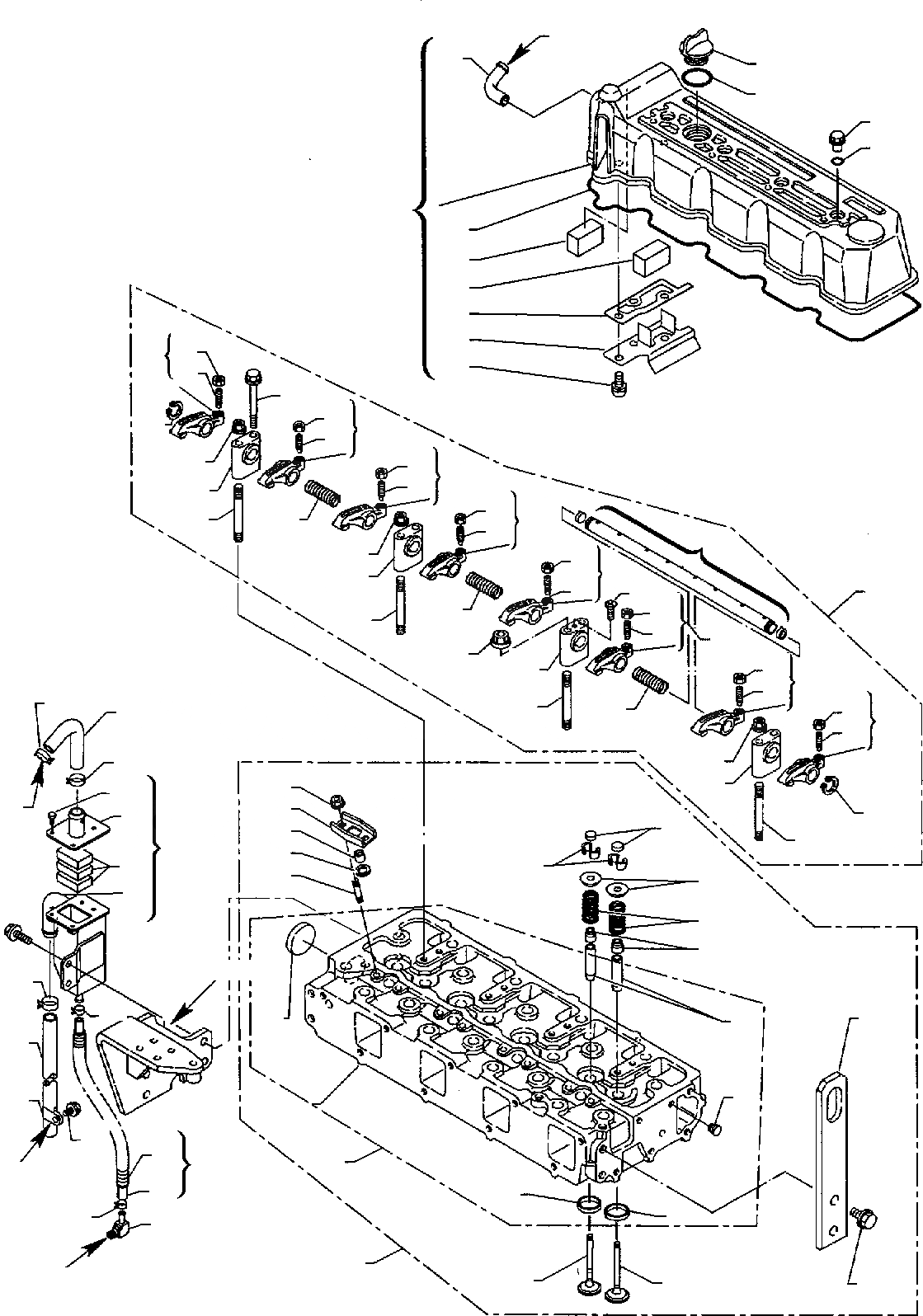Схема запчастей Komatsu WB140-2 - ГОЛОВКА ЦИЛИНДРОВ (TURBO ДВИГАТЕЛЬ) ДВИГАТЕЛЬ