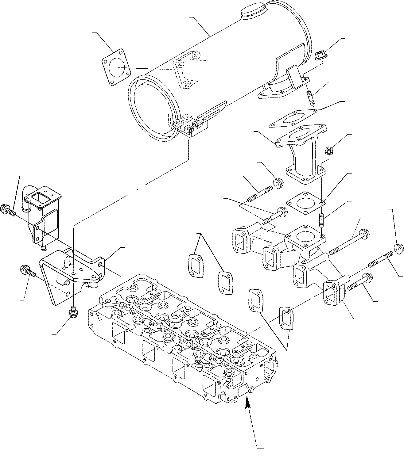 Схема запчастей Komatsu WB140-2 - EXAUST MANIFOL & ГЛУШИТЕЛЬ (ASPIRATED ДВИГАТЕЛЬ) ДВИГАТЕЛЬ