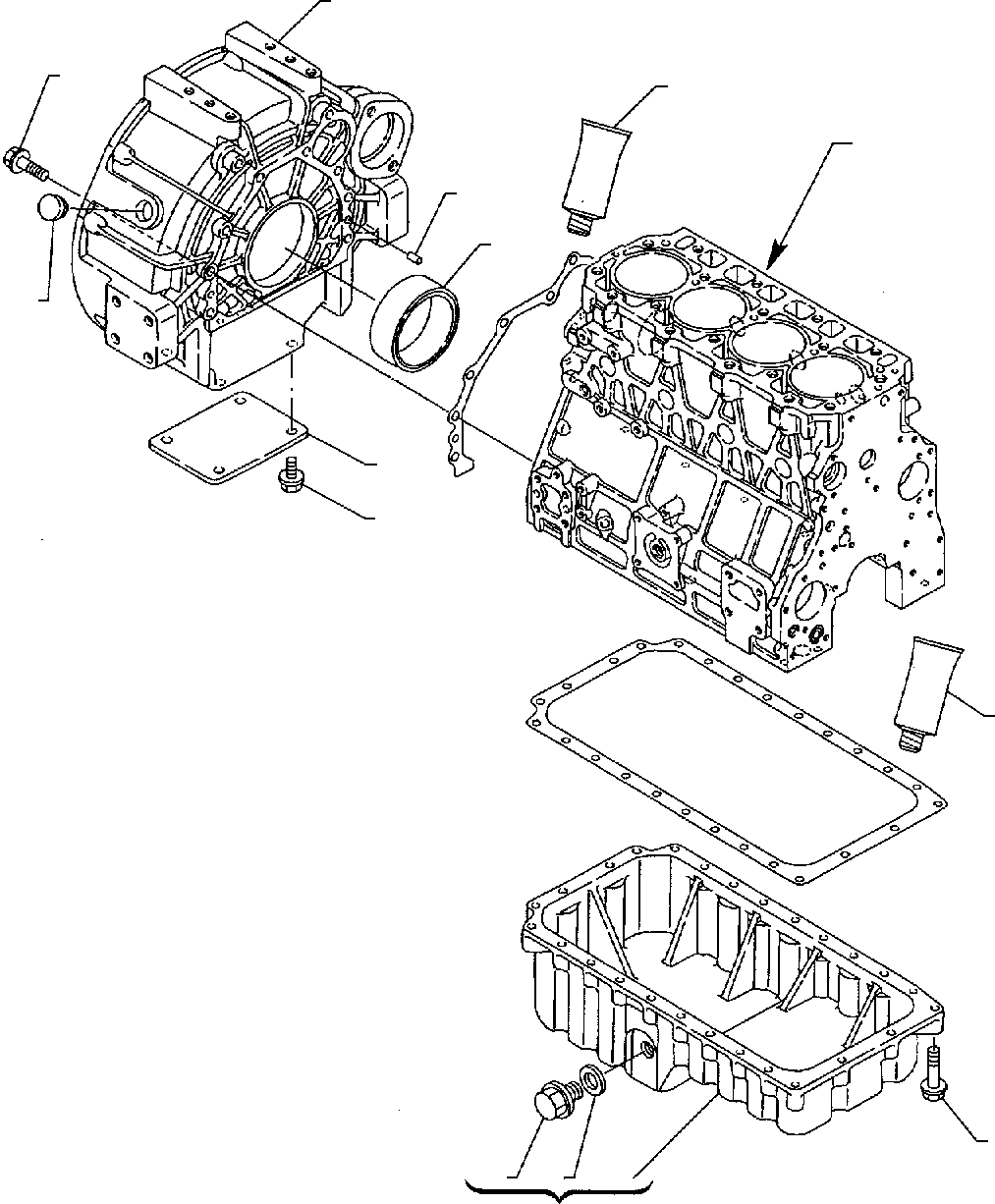 Схема запчастей Komatsu WB140-2 - КАРТЕР МАХОВИКА & МАСЛ. НАСОС (ASPIRATED ДВИГАТЕЛЬ) ДВИГАТЕЛЬ