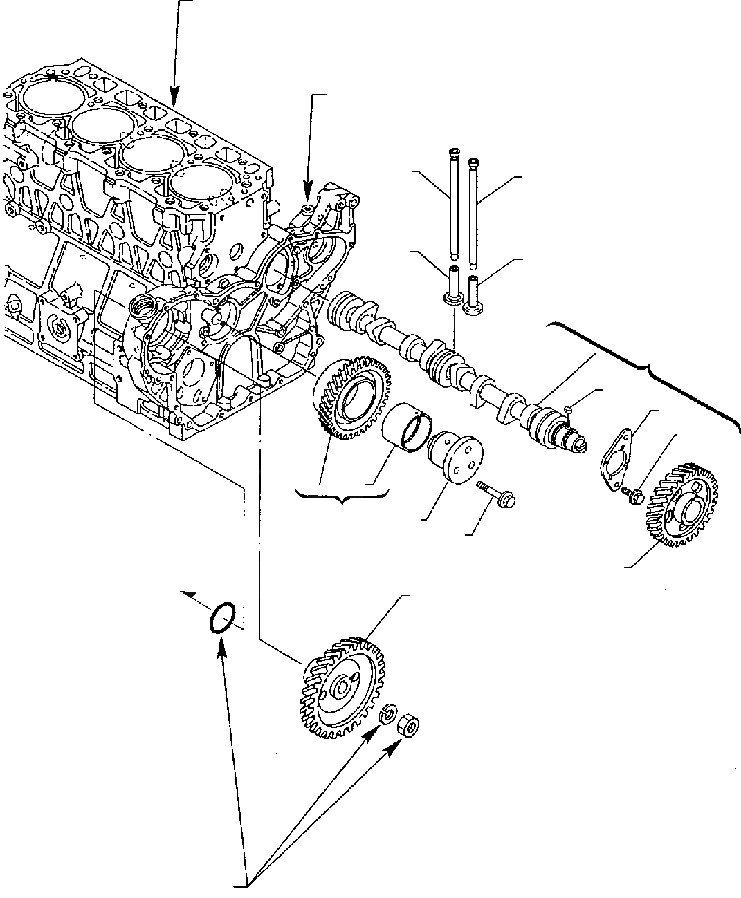 Схема запчастей Komatsu WB140-2 - РАСПРЕДВАЛ & ВЕДУЩИЙ МЕХАНИЗМ (ASPIRATED ДВИГАТЕЛЬ) ДВИГАТЕЛЬ