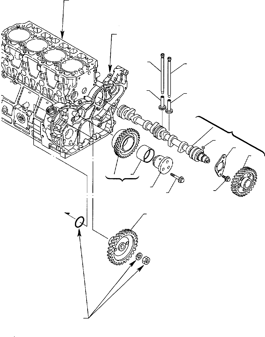 Схема запчастей Komatsu WB140-2 - РАСПРЕДВАЛ & ВЕДУЩИЙ МЕХАНИЗМ (TURBO ДВИГАТЕЛЬ) ДВИГАТЕЛЬ