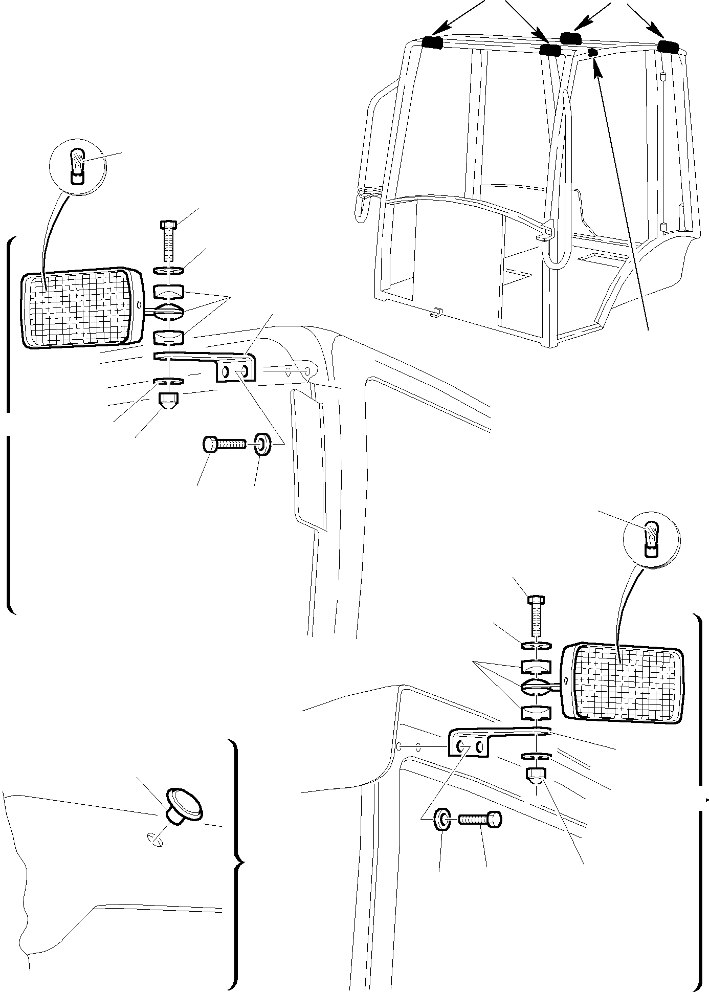 Схема запчастей Komatsu WB140-2 - КАБИНА (/) ЧАСТИ КОРПУСА И КАБИНА