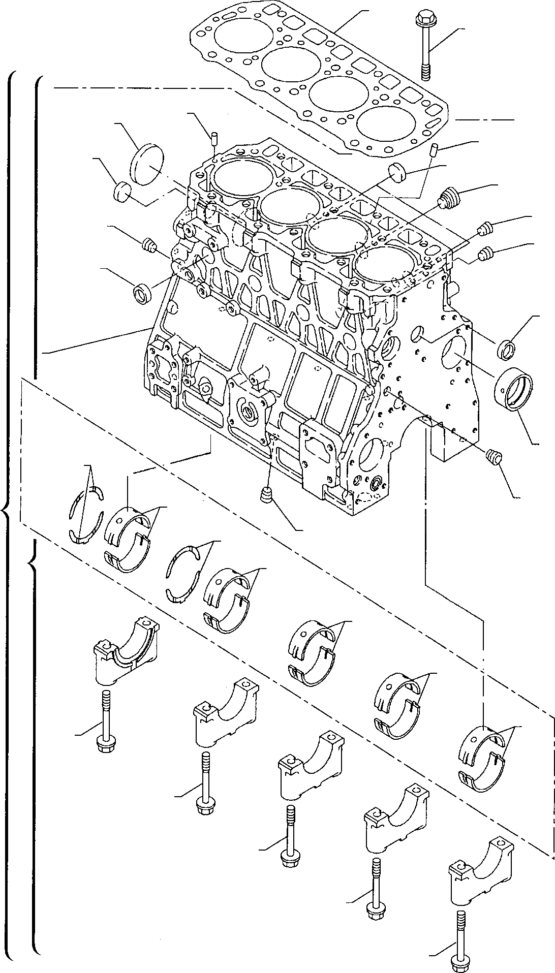 Схема запчастей Komatsu WB140PS-2 - ЦИЛИНДР BOLCK ДВИГАТЕЛЬ