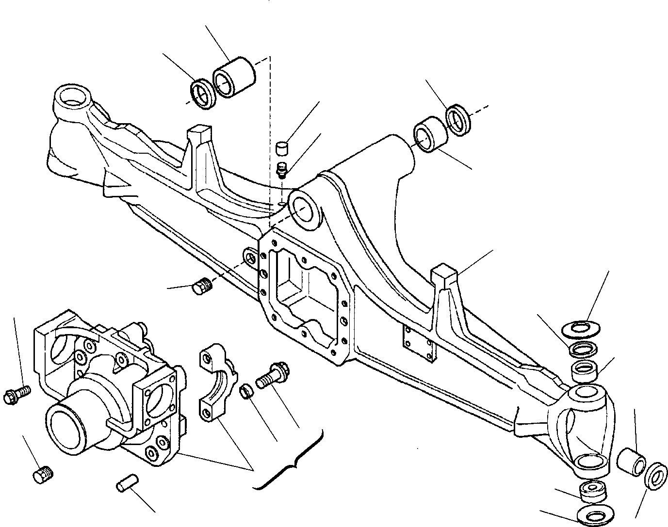 Схема запчастей Komatsu WB140PS-2 - ПЕРЕДНИЙ МОСТ (WD) (/) РАМА