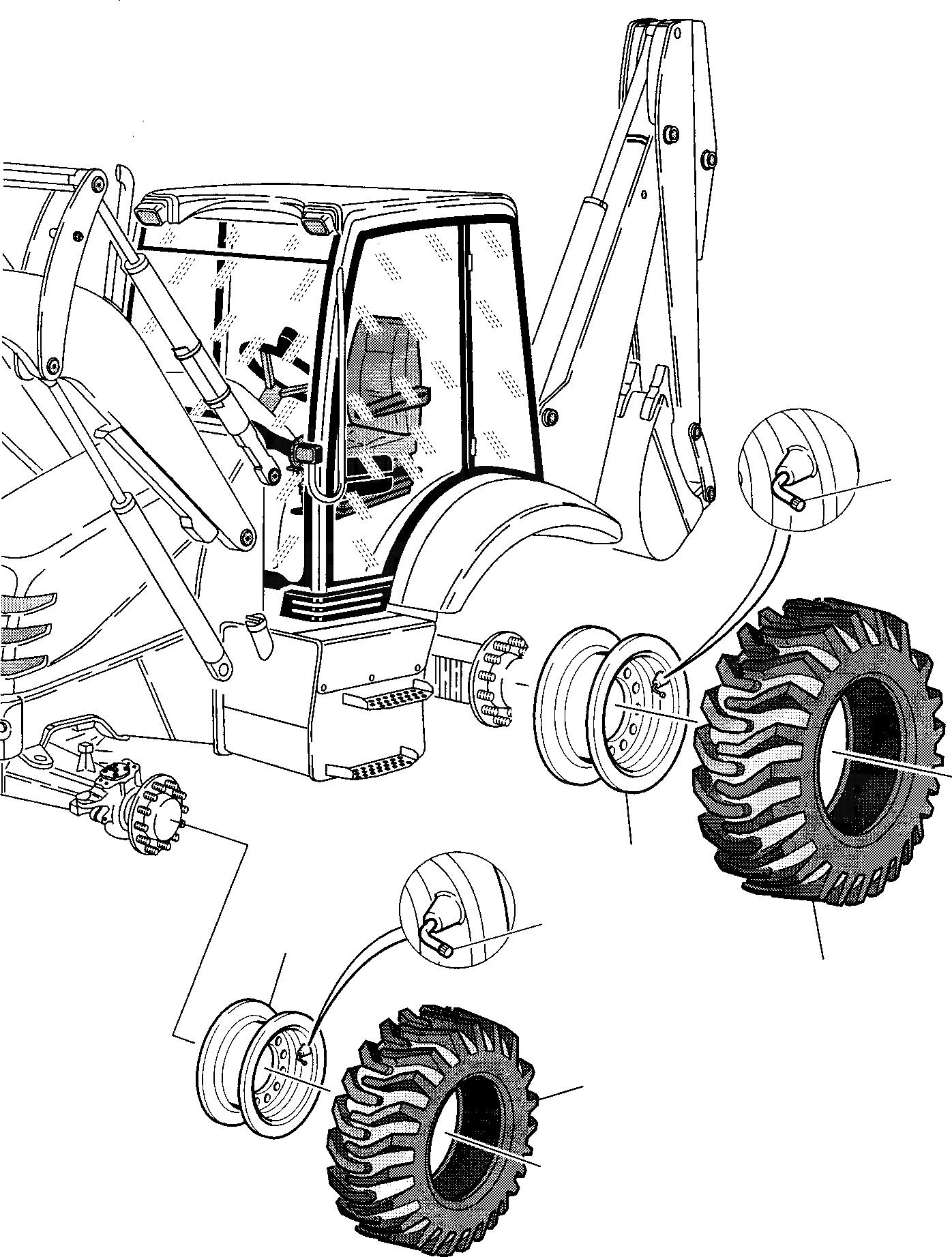 Схема запчастей Komatsu WB140PS-2 - КОЛЕСА РАМА