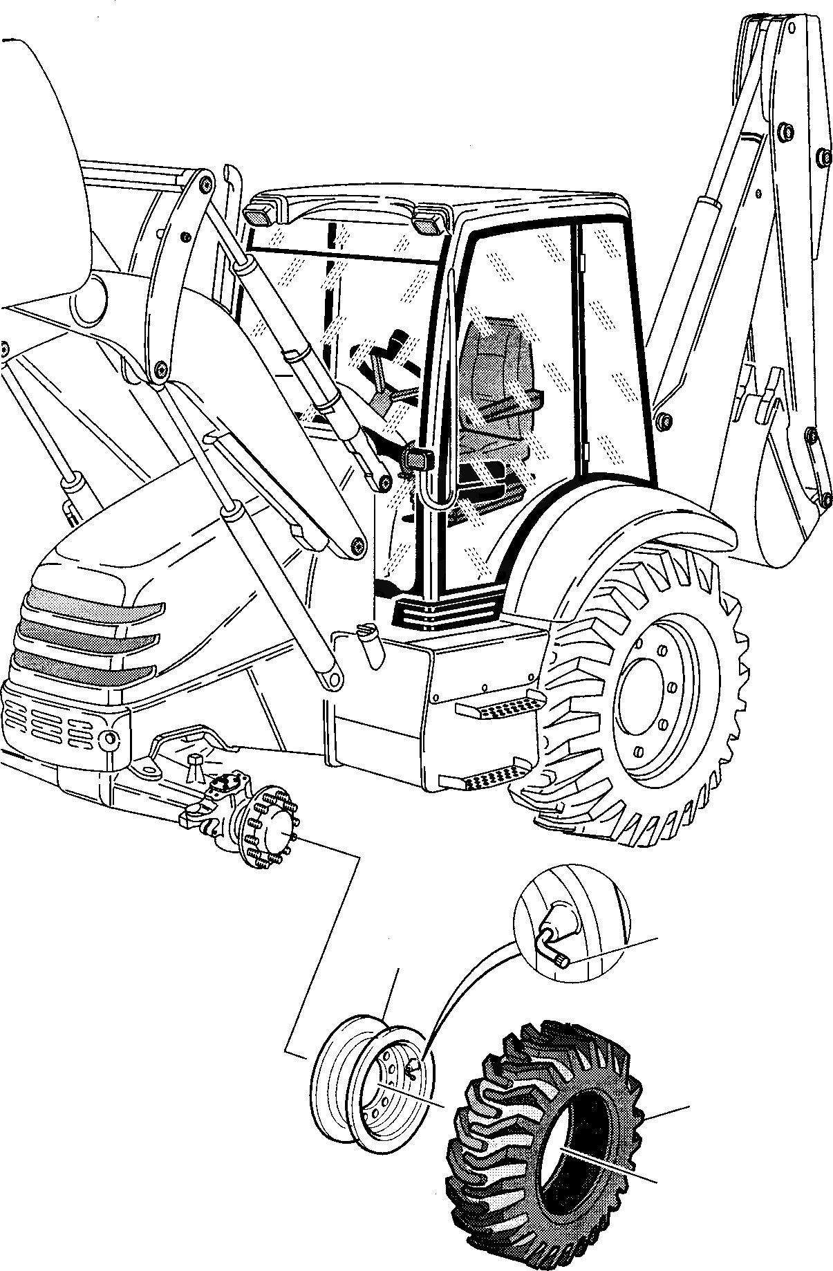 Схема запчастей Komatsu WB140PS-2 - КОЛЕСА (ОПЦИОНН.) РАМА