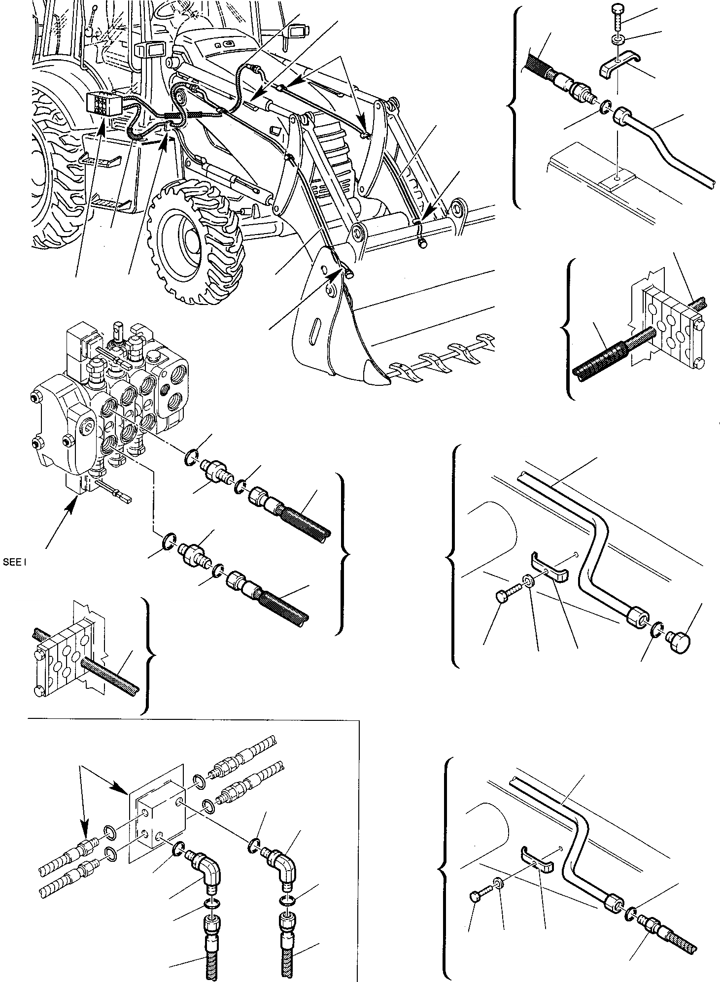 Схема запчастей Komatsu WB140PS-2 - ГИДРОЛИНИЯ (КОВШ - [4 В 1] ЛИНИЯ ЦИЛИНДРА) (/) ГИДРАВЛИКА РАБОЧЕЕ ОБОРУДОВАНИЕ