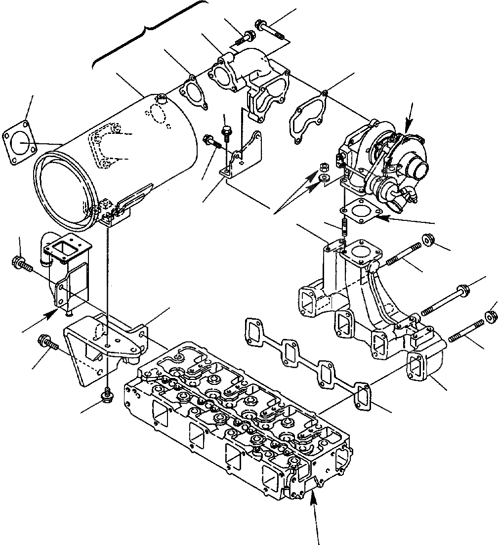 Схема запчастей Komatsu WB140PS-2 - EXAUST MANIFOL & ГЛУШИТЕЛЬ ДВИГАТЕЛЬ