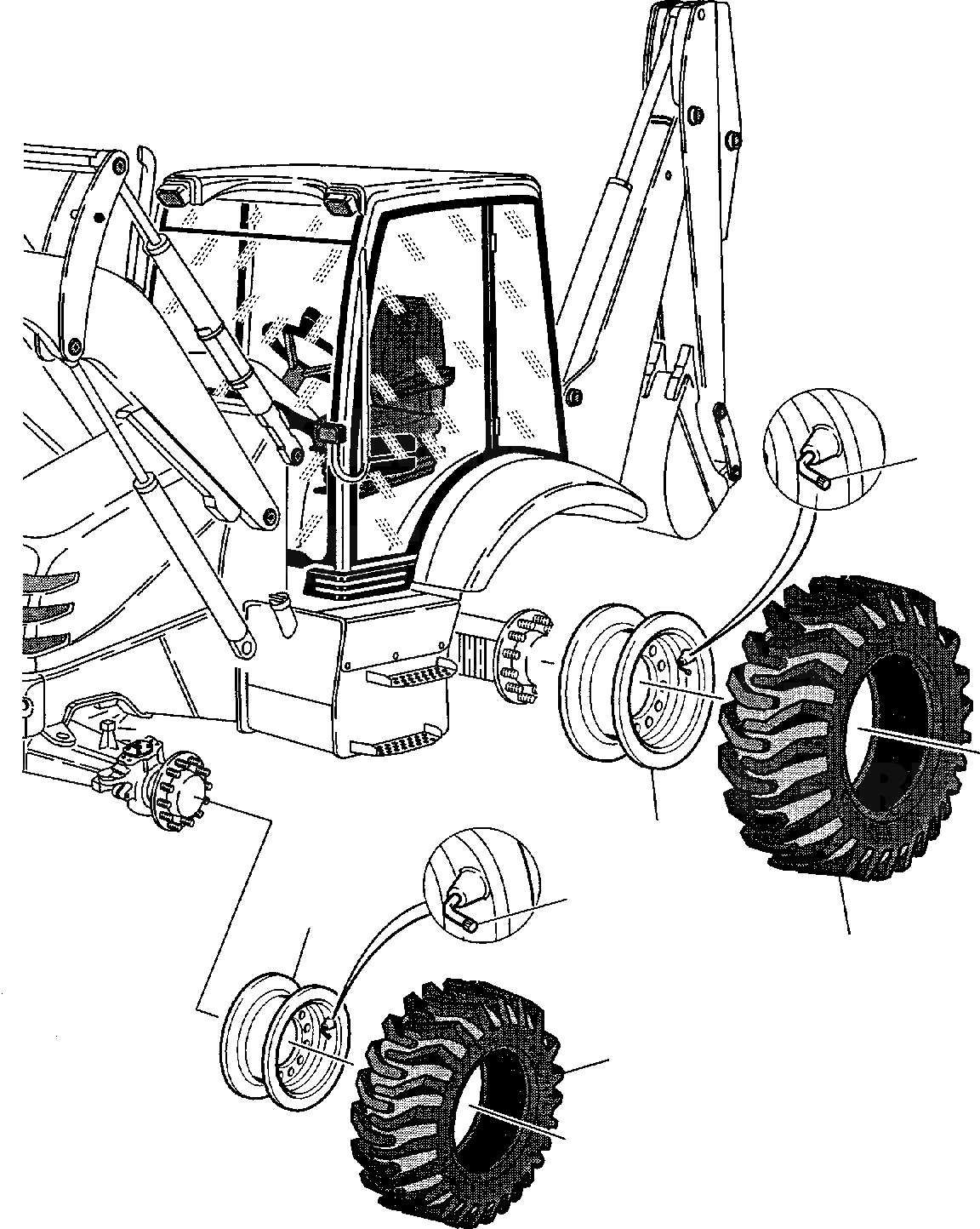 Схема запчастей Komatsu WB140PS-2 - КОЛЕСА РАМА