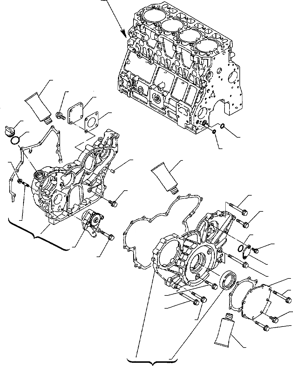 Схема запчастей Komatsu WB140PS-2 - КОЖУХ ШЕСТЕРЕН. ПЕРЕДАЧИ ДВИГАТЕЛЬ