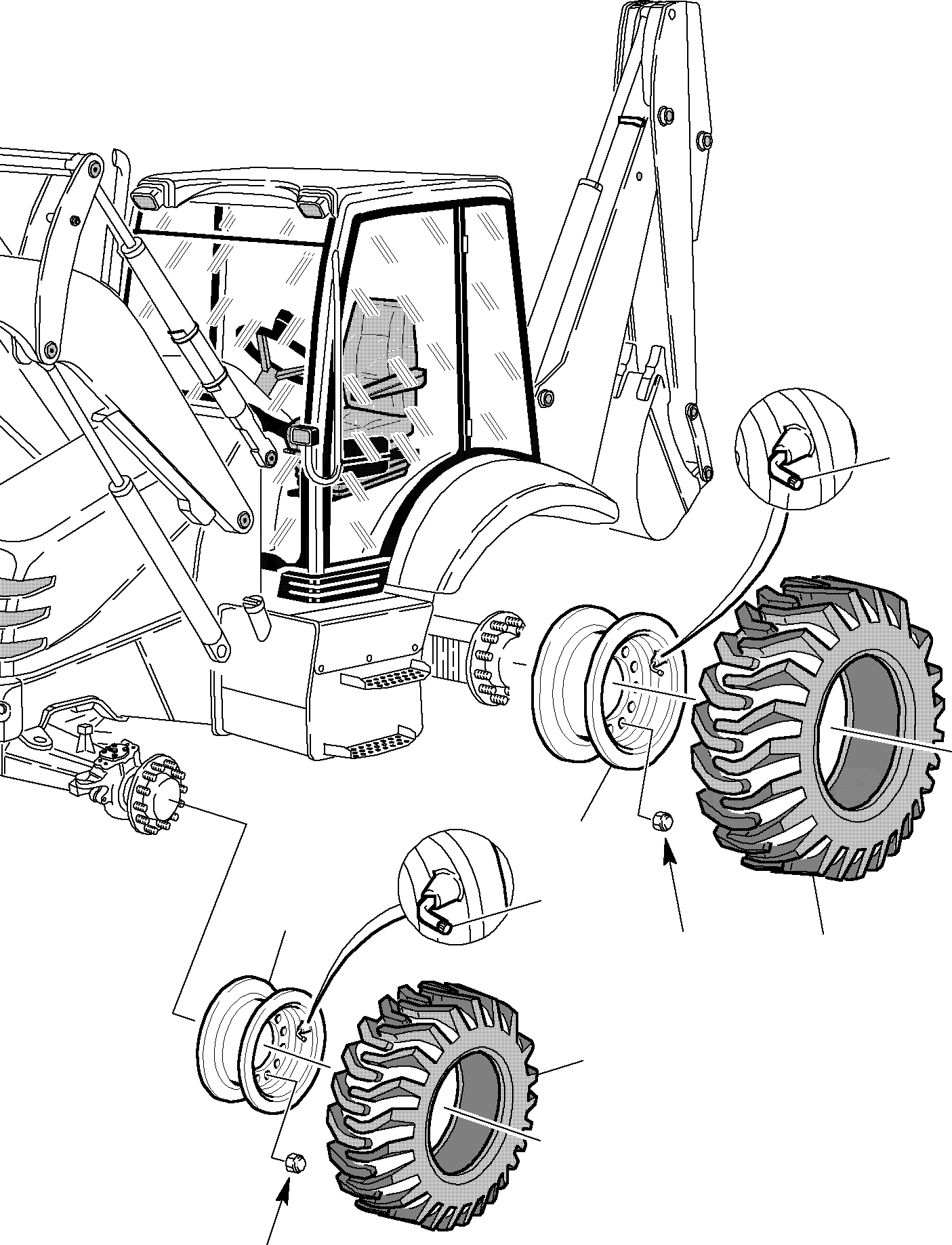 Схема запчастей Komatsu WB140PS-2 - КОЛЕСА РАМА