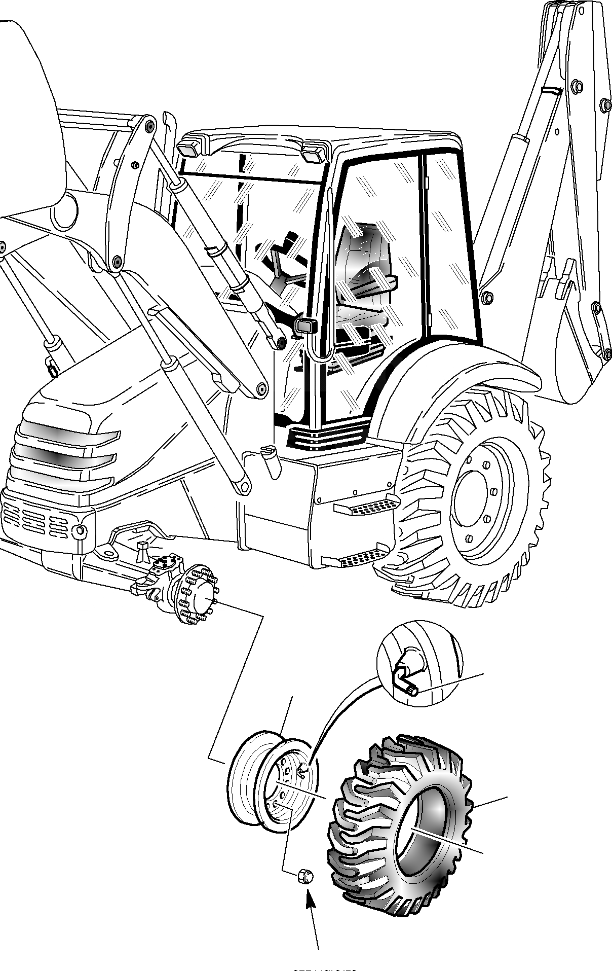 Схема запчастей Komatsu WB140PS-2 - КОЛЕСА (ОПЦИОНН.) РАМА