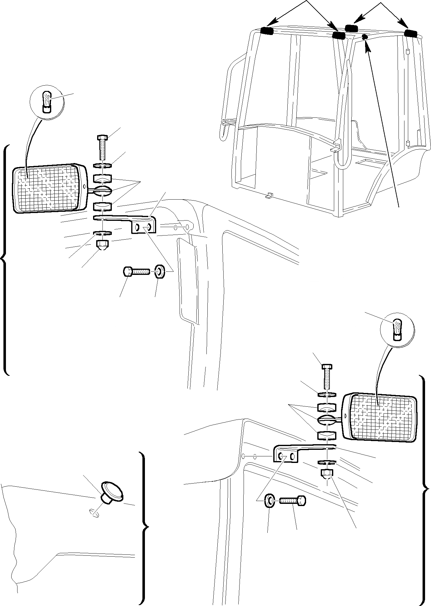 Схема запчастей Komatsu WB140PS-2 - КАБИНА (/) ЧАСТИ КОРПУСА И КАБИНА