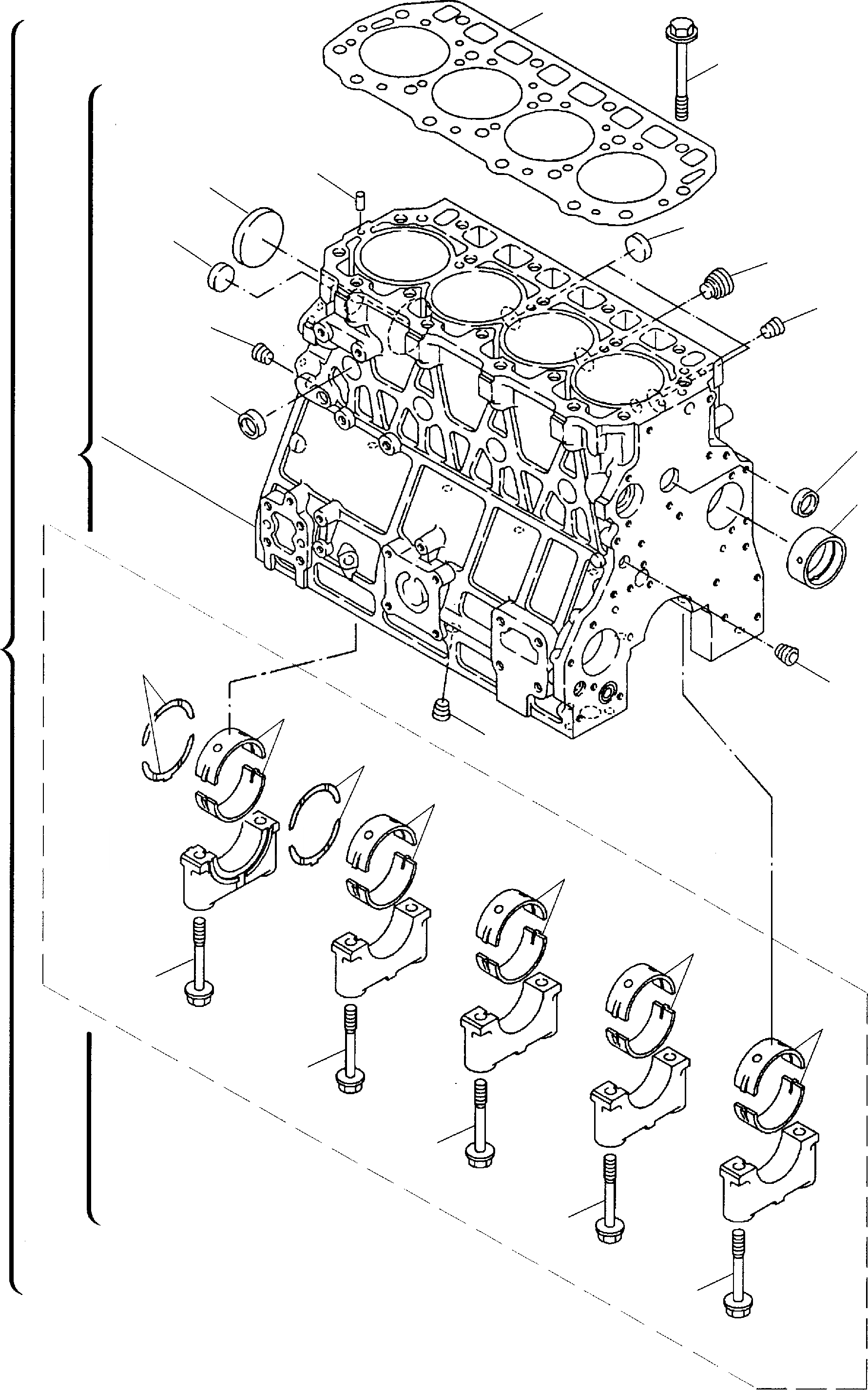 Схема запчастей Komatsu WB150-2 - БЛОК ЦИЛИНДРОВ ДВИГАТЕЛЬ