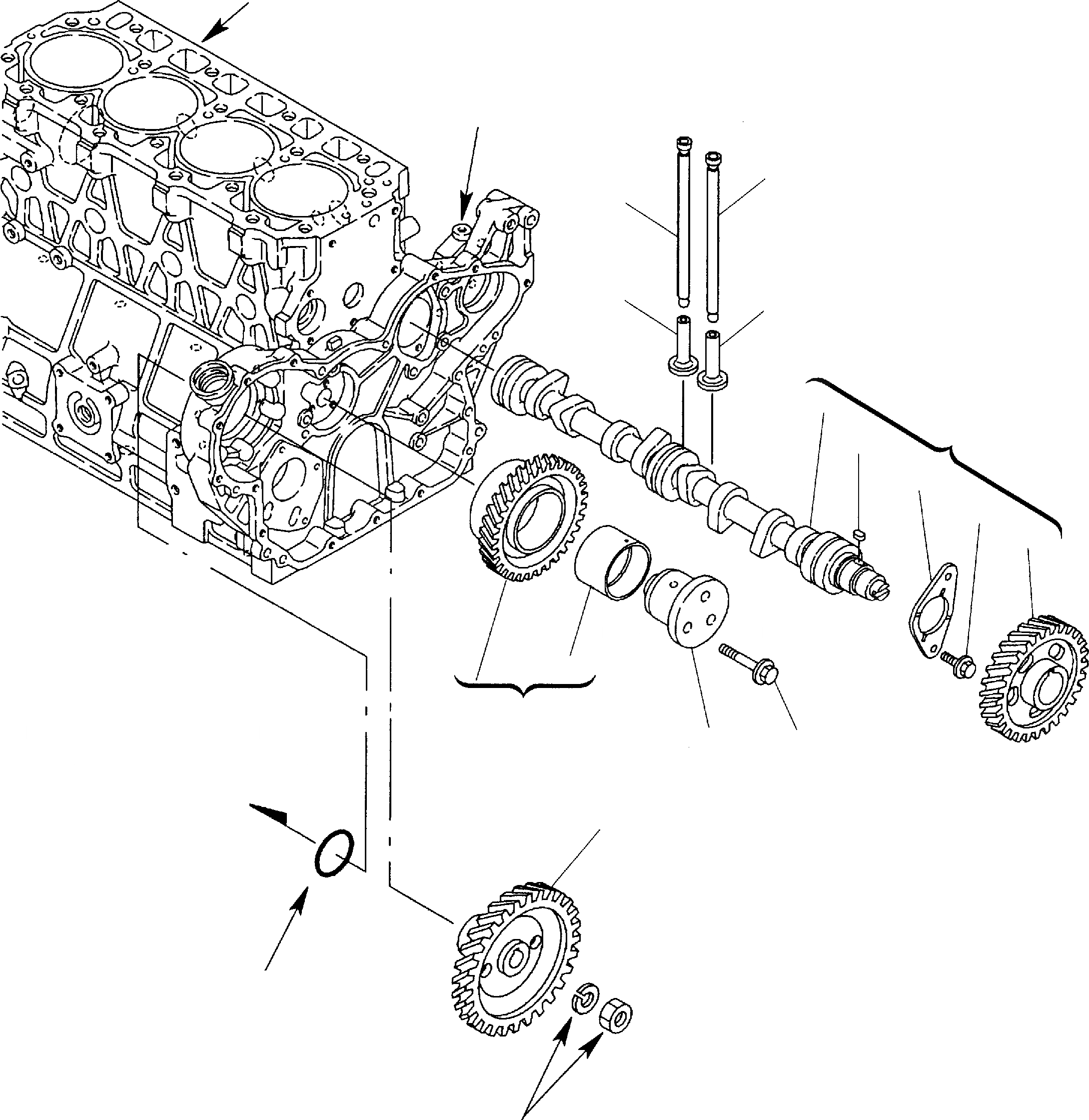 Схема запчастей Komatsu WB150-2 - РАСПРЕДВАЛ & ВЕДУЩИЙ МЕХАНИЗМ ДВИГАТЕЛЬ