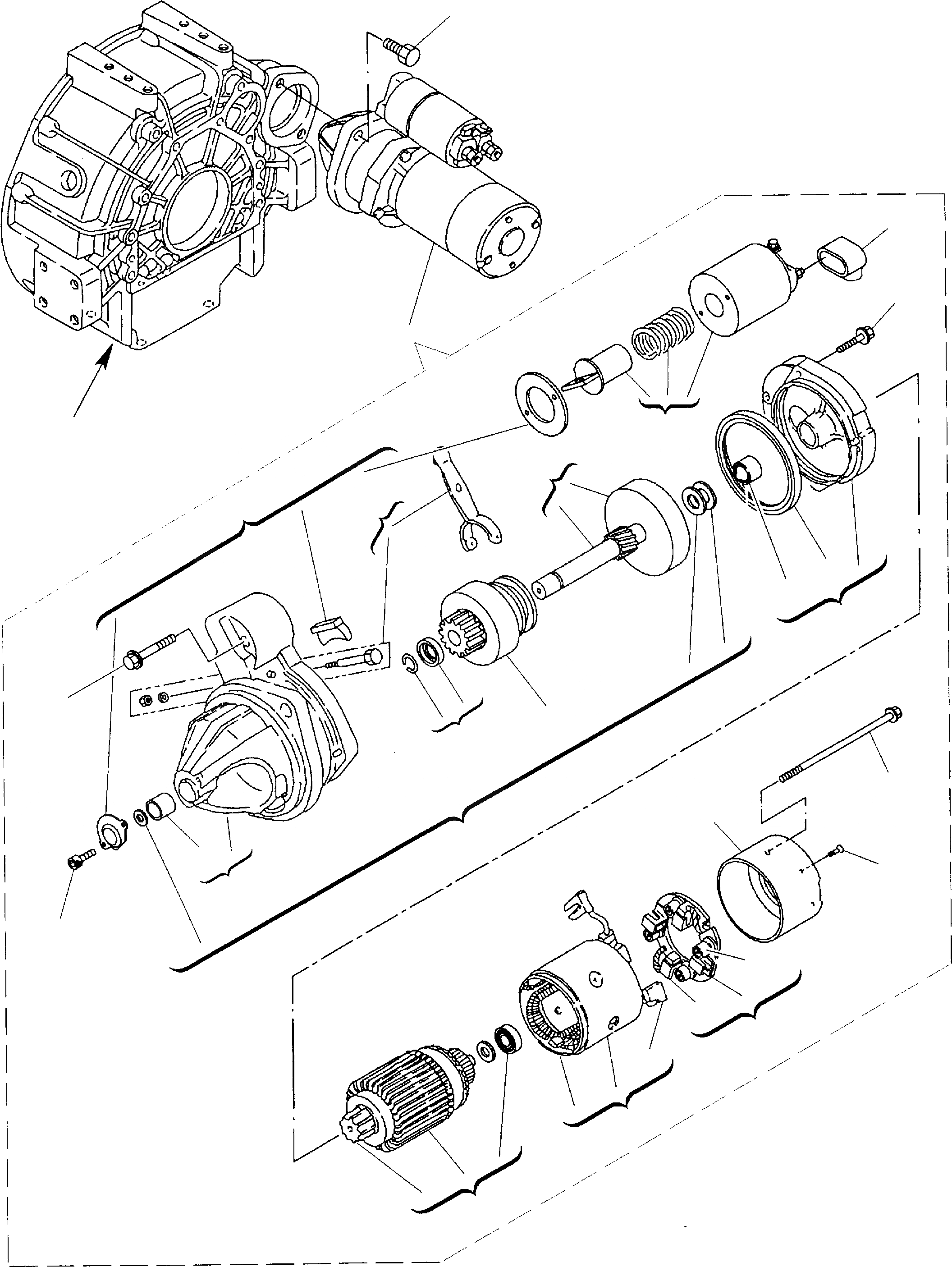 Схема запчастей Komatsu WB150-2 - СТАРТЕР ДВИГАТЕЛЬ