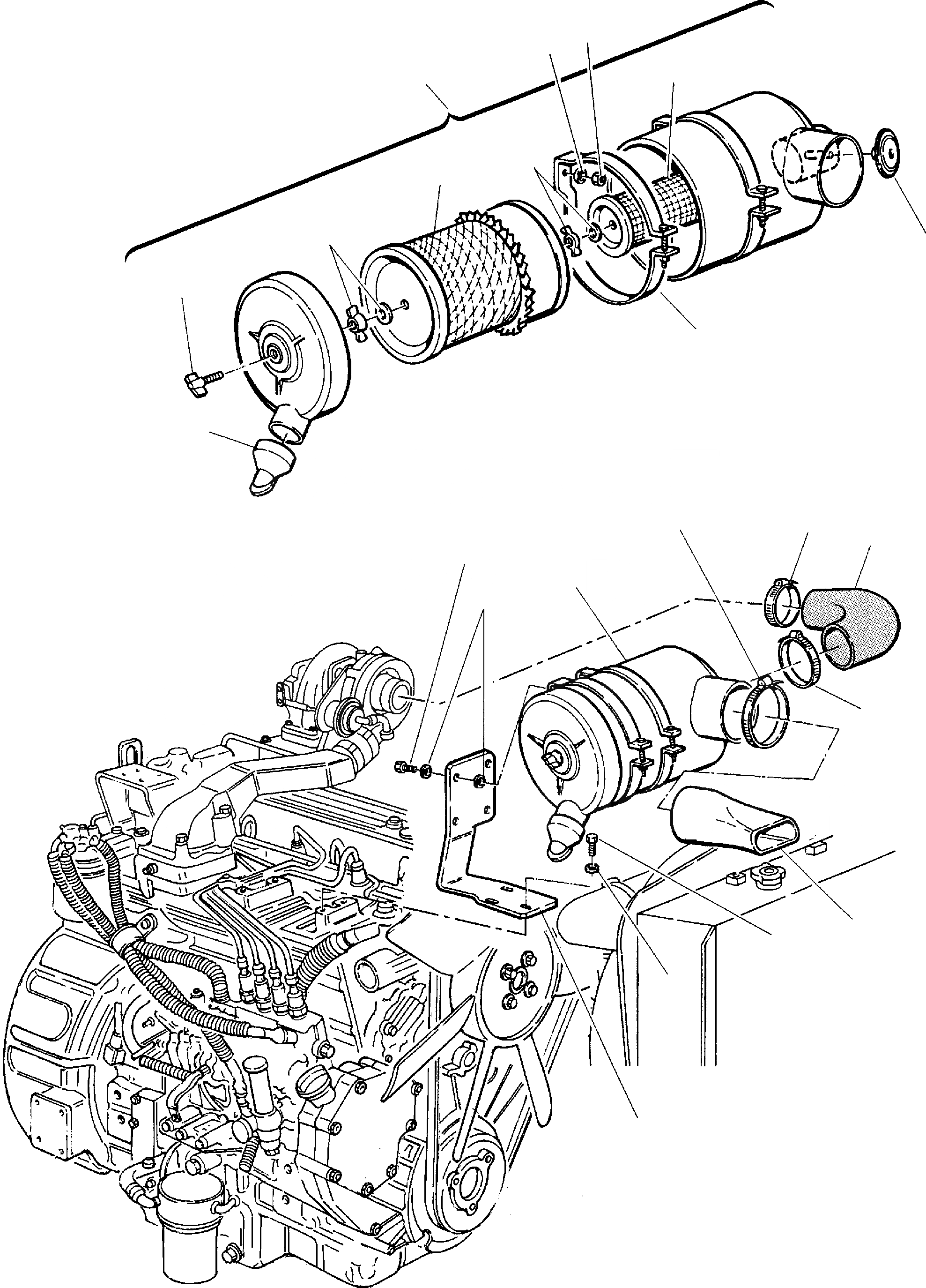 Схема запчастей Komatsu WB150-2 - ВОЗД. ФИЛЬТР. КОМПОНЕНТЫ ДВИГАТЕЛЯ И ЭЛЕКТРИКА