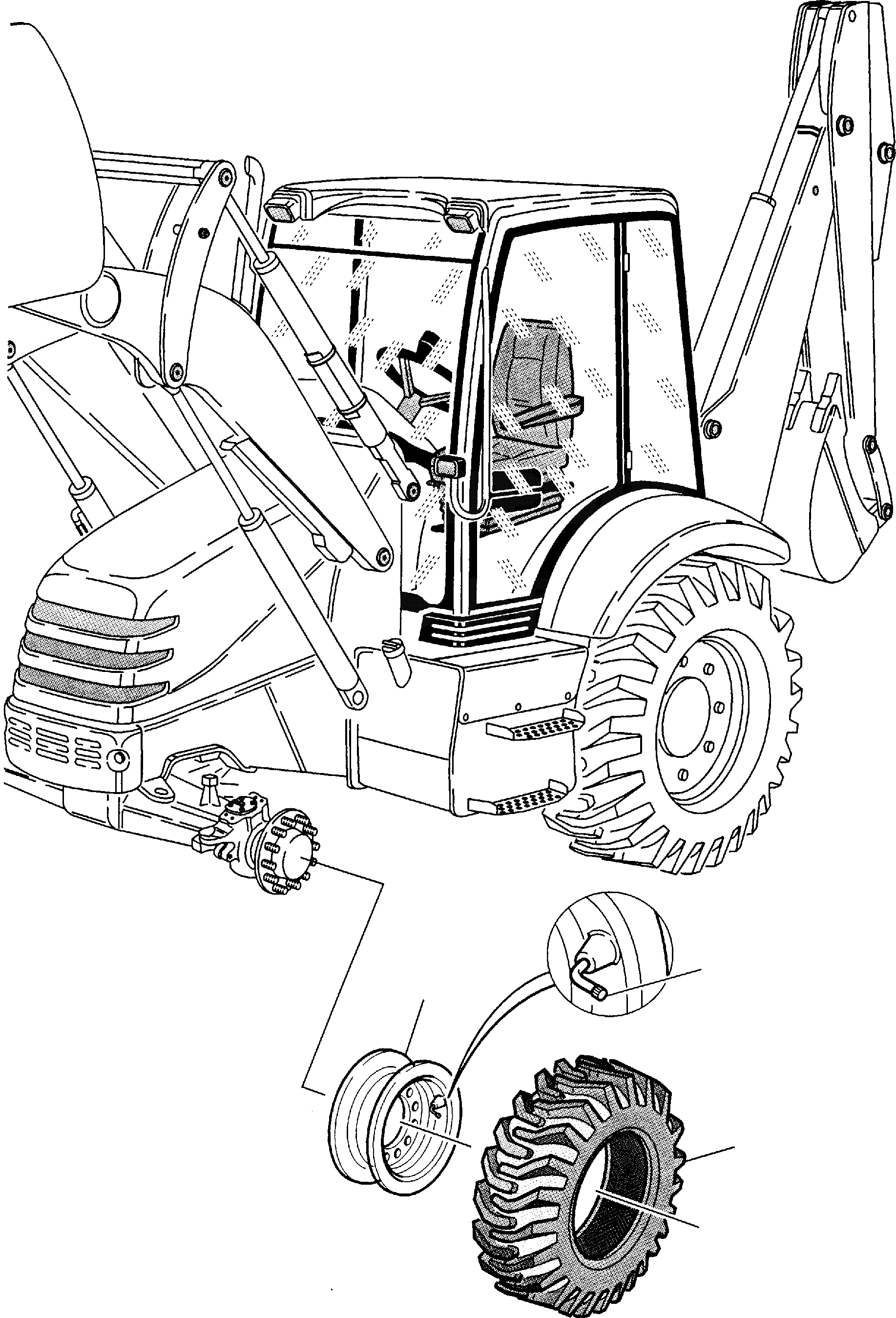 Схема запчастей Komatsu WB150-2 - КОЛЕСА (ОПЦИОНН.) РАМА