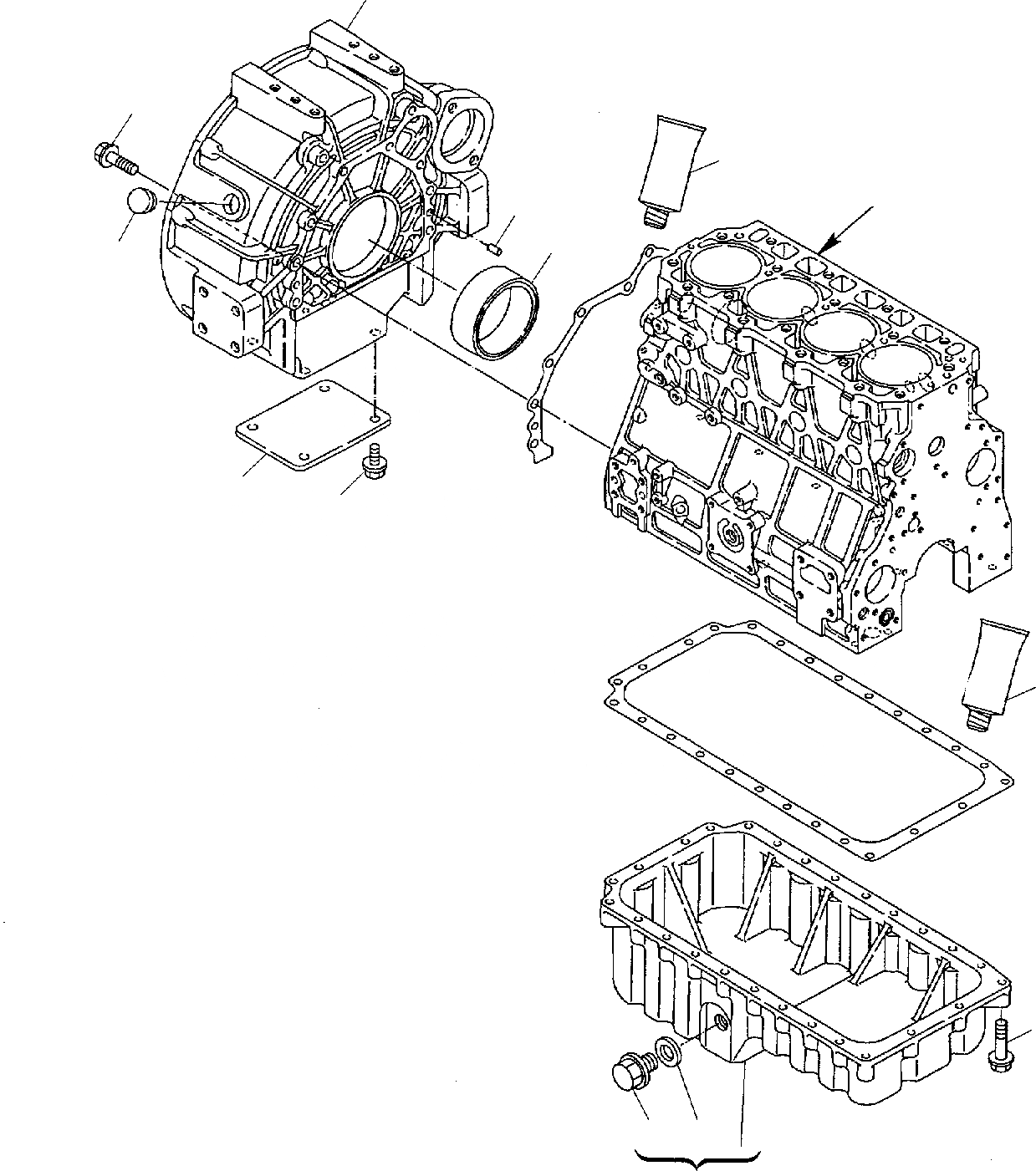 Схема запчастей Komatsu WB150-2 - КАРТЕР МАХОВИКА & МАСЛ. НАСОС ДВИГАТЕЛЬ