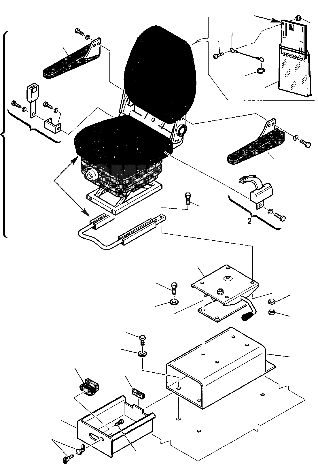 Схема запчастей Komatsu WB150-2 - СИДЕНЬЕ ОПЕРАТОРА СУППОРТ (ДЛЯ НАВЕСА) ЧАСТИ КОРПУСА И КАБИНА