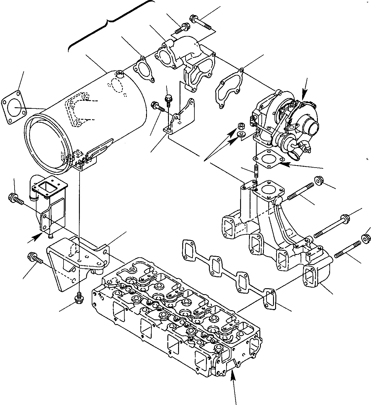 Схема запчастей Komatsu WB150PS-2 - EXAUST КОЛЛЕКТОР & ГЛУШИТЕЛЬ ДВИГАТЕЛЬ