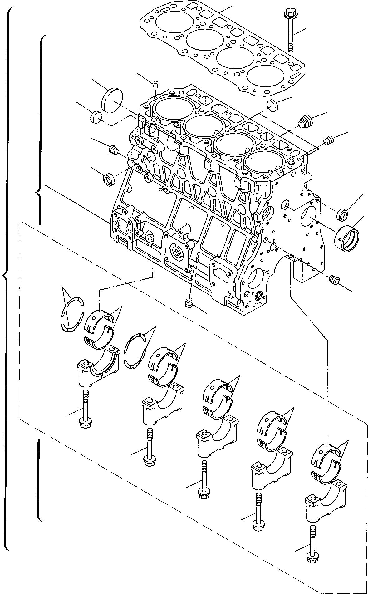 Схема запчастей Komatsu WB150PS-2 - ЦИЛИНДР BOLCK ДВИГАТЕЛЬ