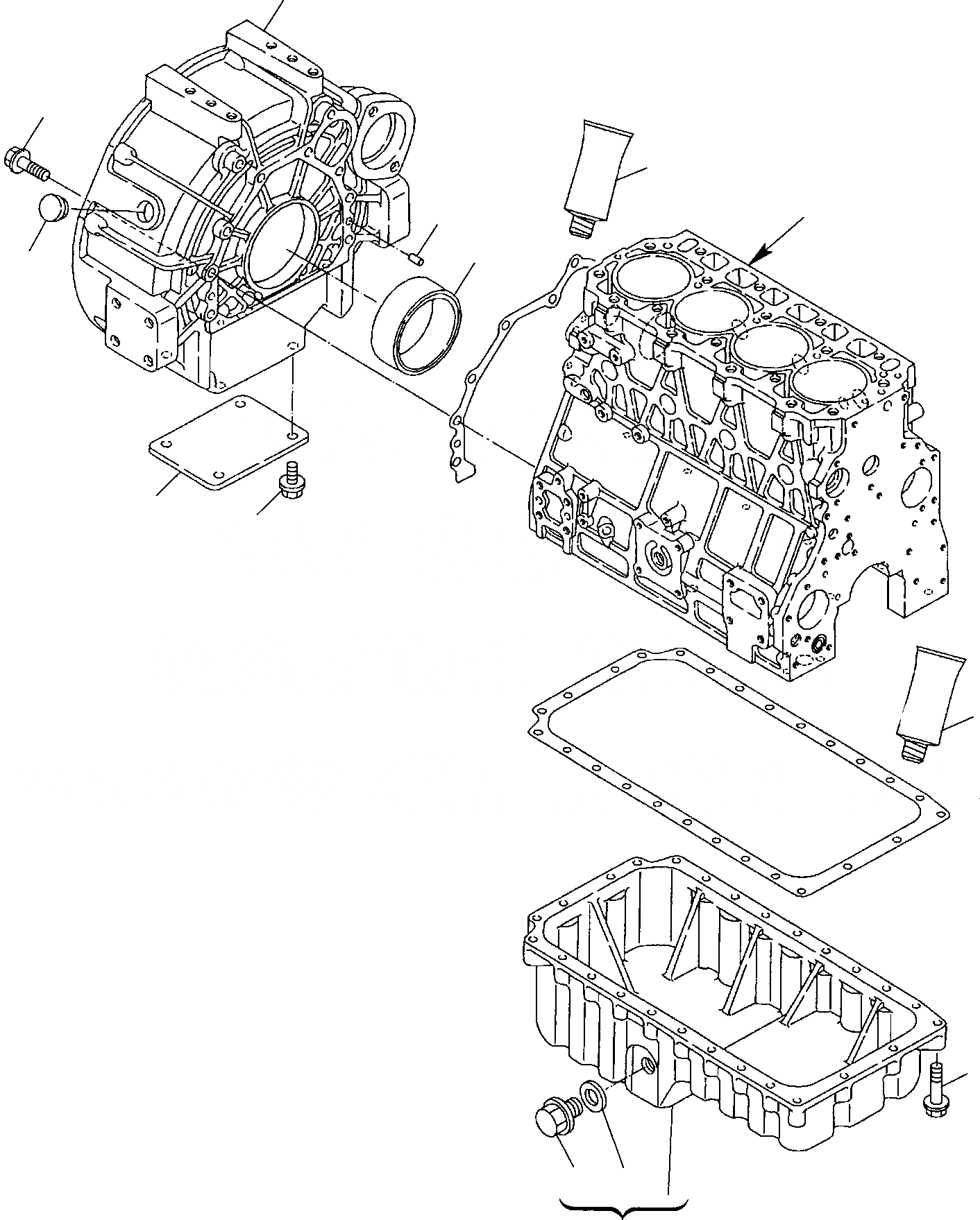 Схема запчастей Komatsu WB150PS-2 - КАРТЕР МАХОВИКА & МАСЛ. НАСОС ДВИГАТЕЛЬ