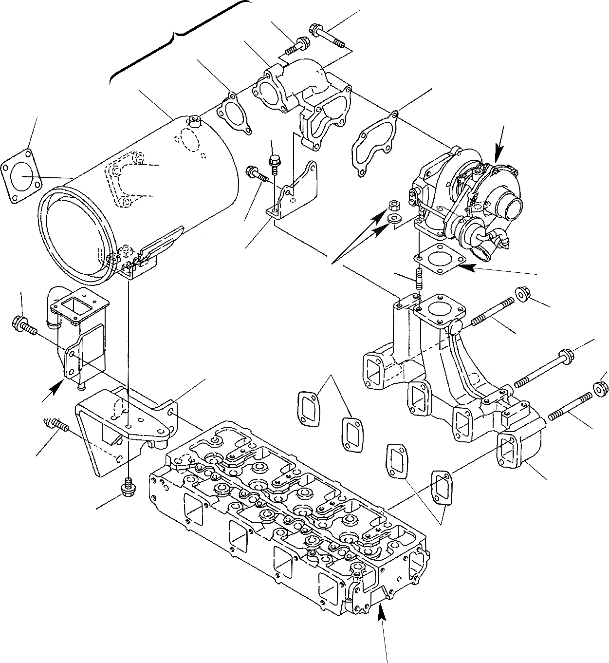 Схема запчастей Komatsu WB150AWS-2 - EXAUST КОЛЛЕКТОР & ГЛУШИТЕЛЬ ДВИГАТЕЛЬ