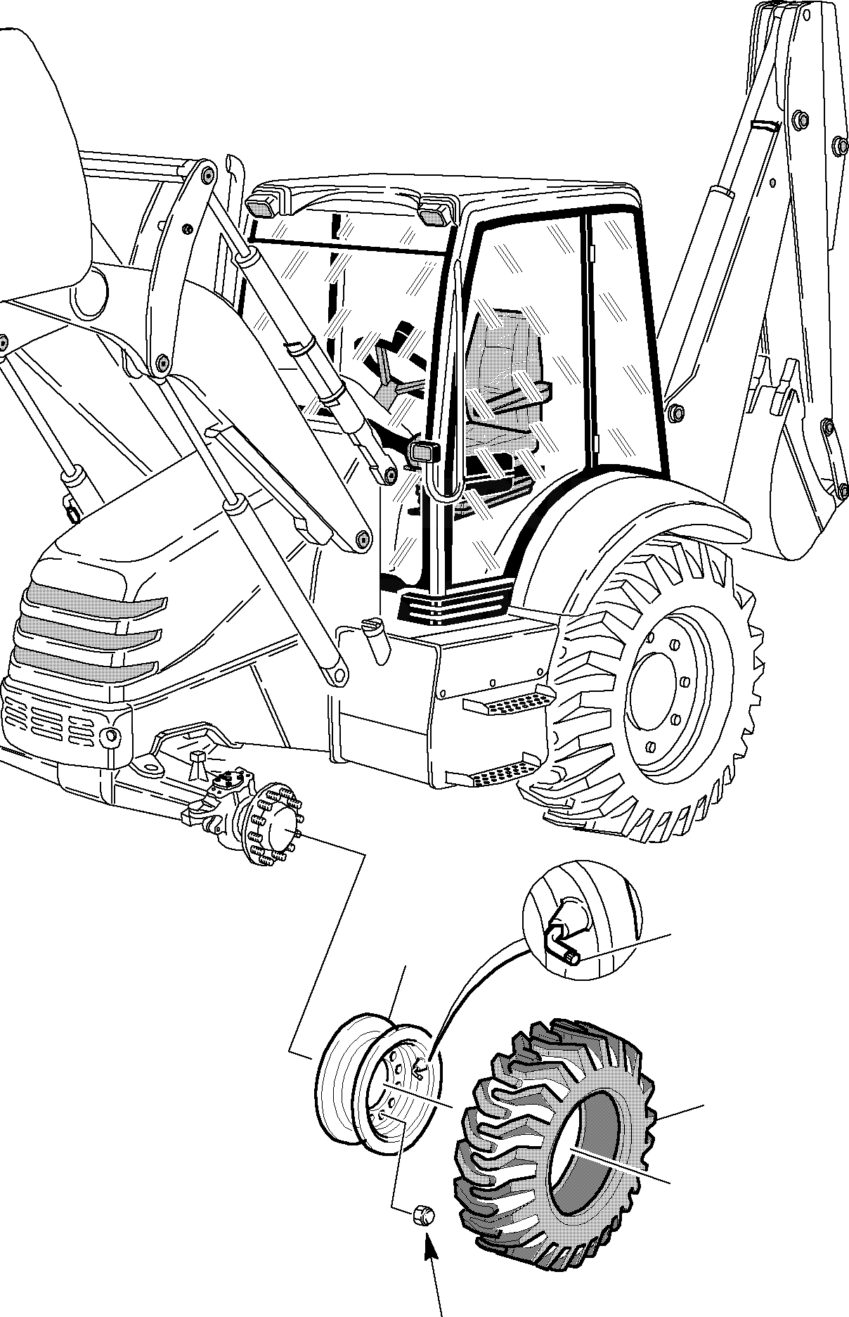 Схема запчастей Komatsu WB150PS-2 - КОЛЕСА (ОПЦИОНН.) РАМА