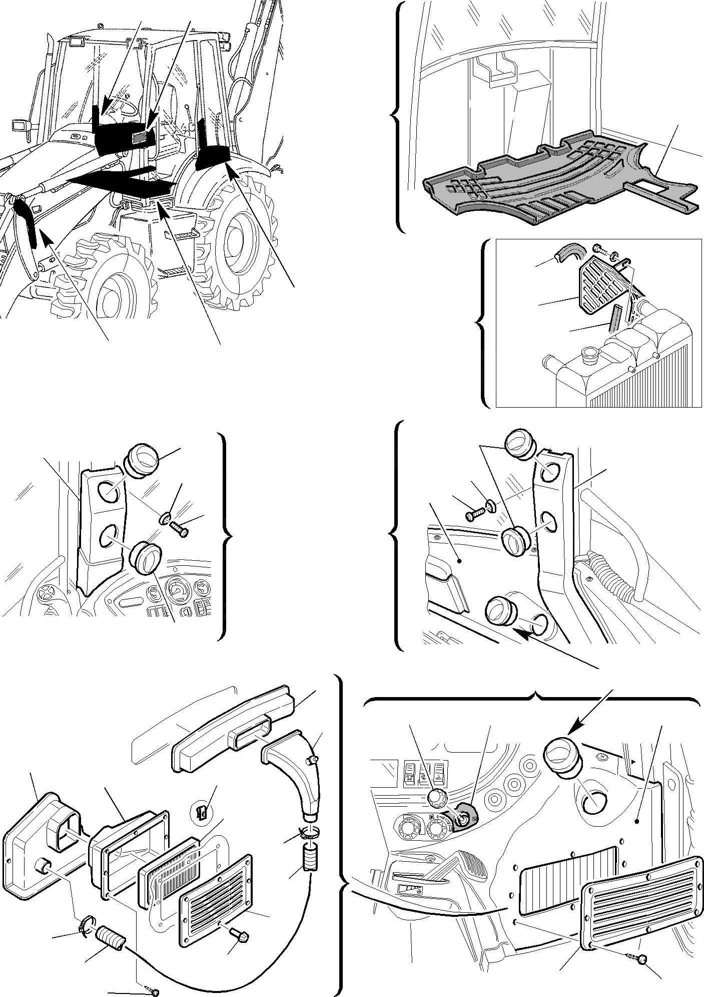 Схема запчастей Komatsu WB150PS-2 - КАБИНА СИСТЕМА ОБДУВА ВОЗДУХА (/) ЧАСТИ КОРПУСА И КАБИНА