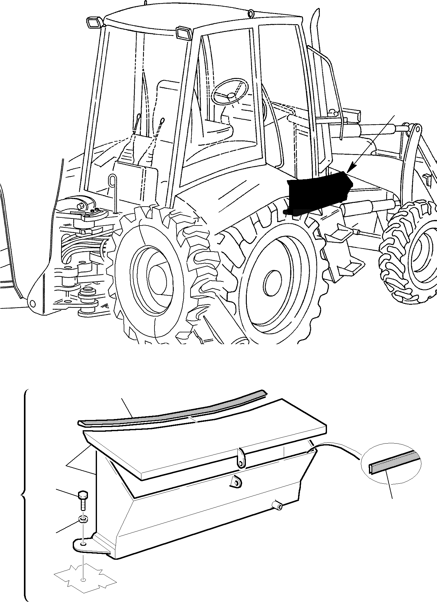 Схема запчастей Komatsu WB150PS-2 - ЯЩИК Д/ИНСТРУМЕНТА МАРКИРОВКА