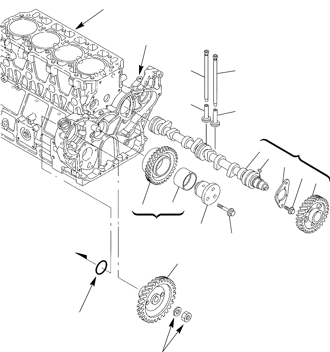 Схема запчастей Komatsu WB150WSC-2 - РАСПРЕДВАЛ & ВЕДУЩИЙ МЕХАНИЗМ ДВИГАТЕЛЬ