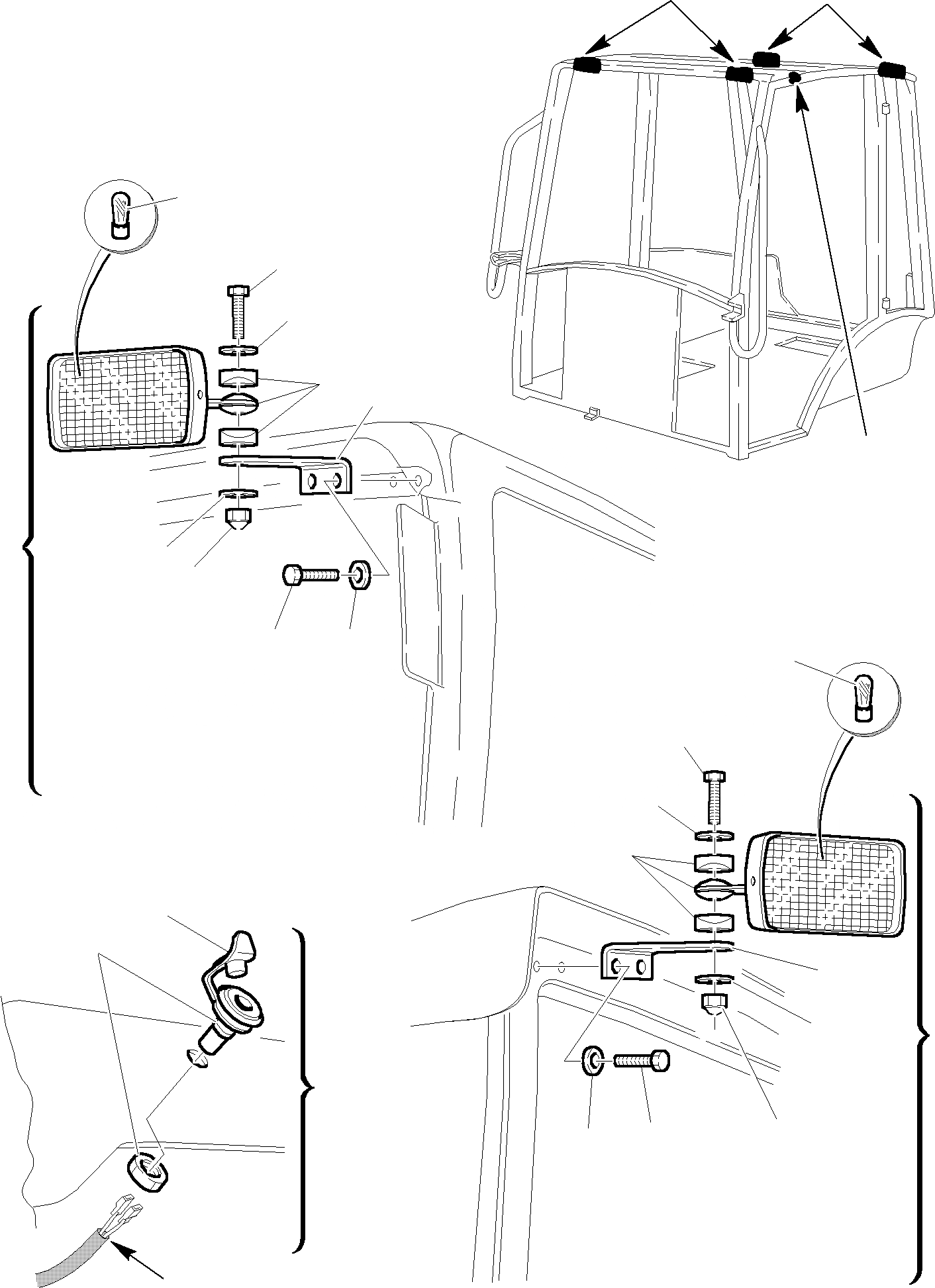 Схема запчастей Komatsu WB150WSC-2 - КАБИНА (/) ЧАСТИ КОРПУСА И КАБИНА