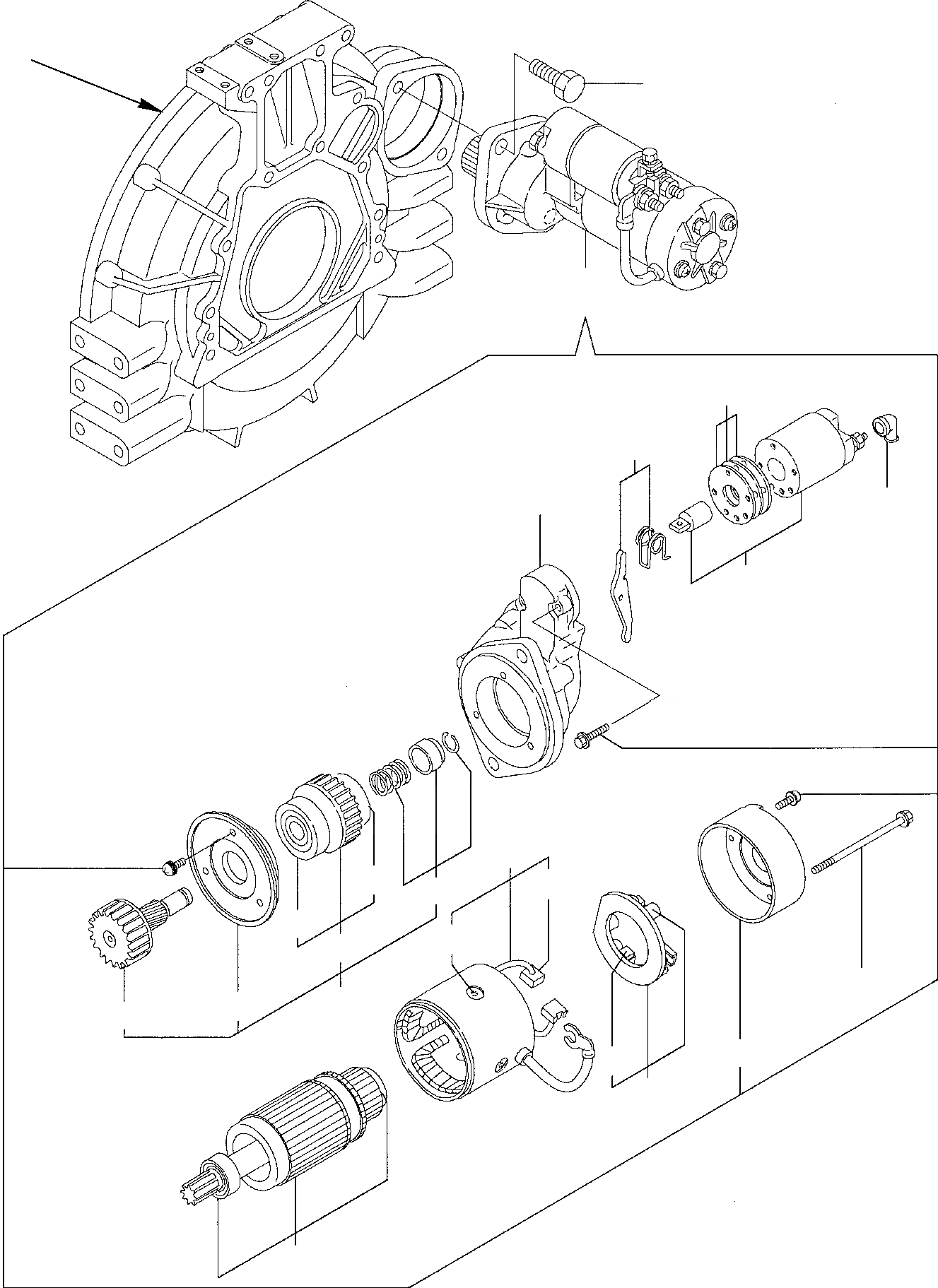 Схема запчастей Komatsu WB70A-1 - СТАРТЕР ГОЛОВКА ЦИЛИНДРОВ