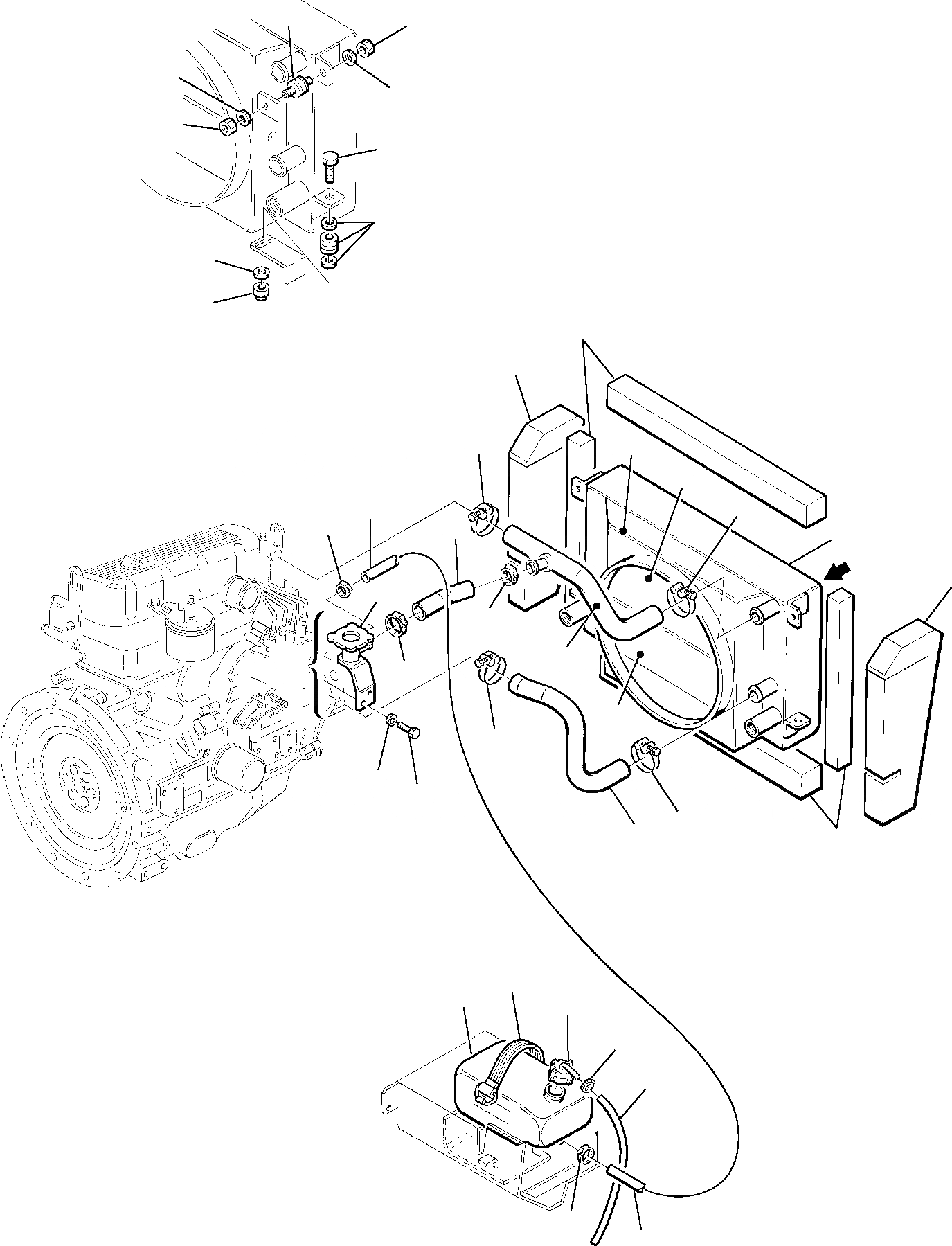 Схема запчастей Komatsu WB70A-1 - РАДИАТОР КОМПОНЕНТЫ ДВИГАТЕЛЯ И ЭЛЕКТРИКА