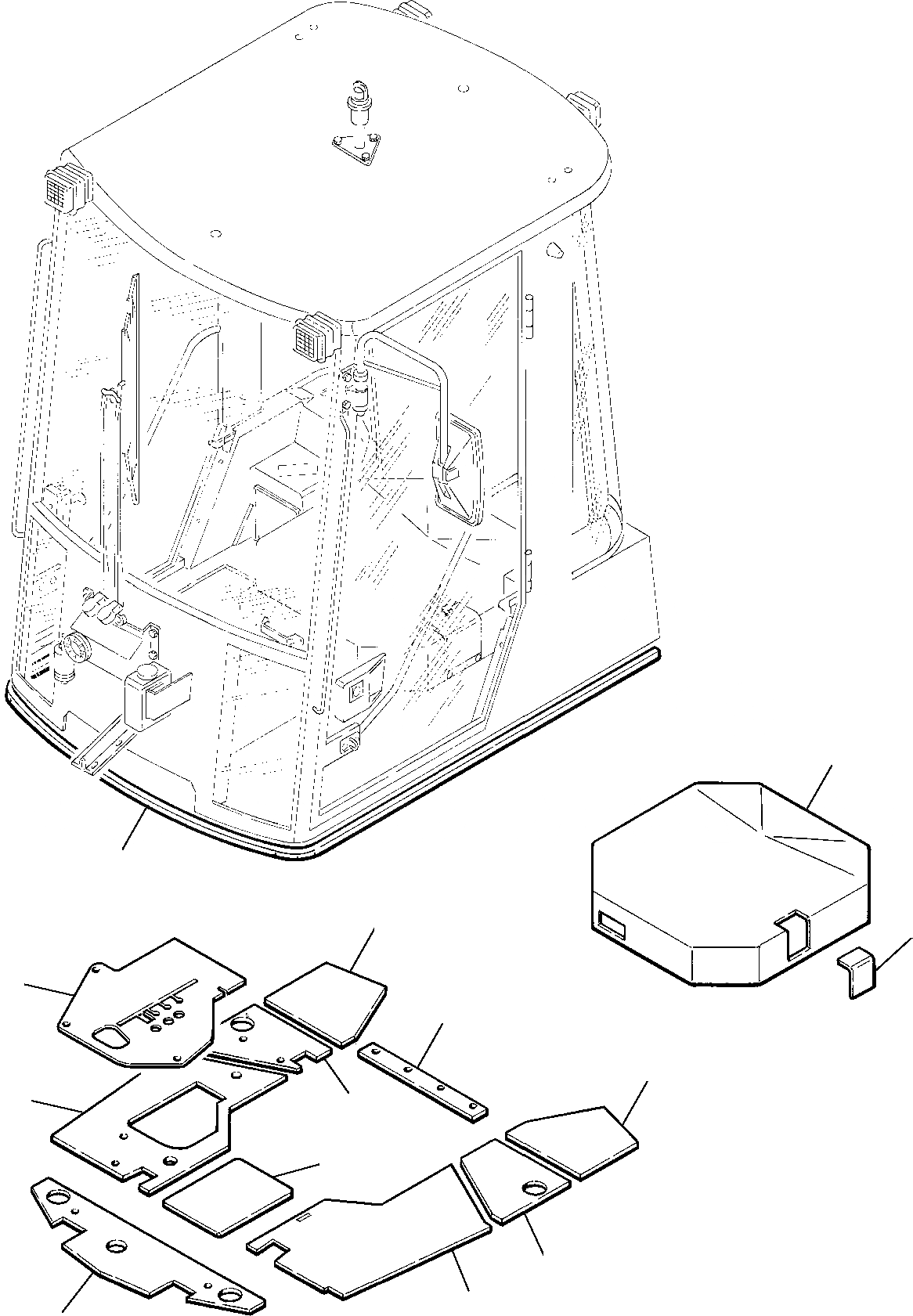 Схема запчастей Komatsu WB70A-1 - SOUNDЗАЩИТАING ЧАСТИ КОРПУСА И КАБИНА