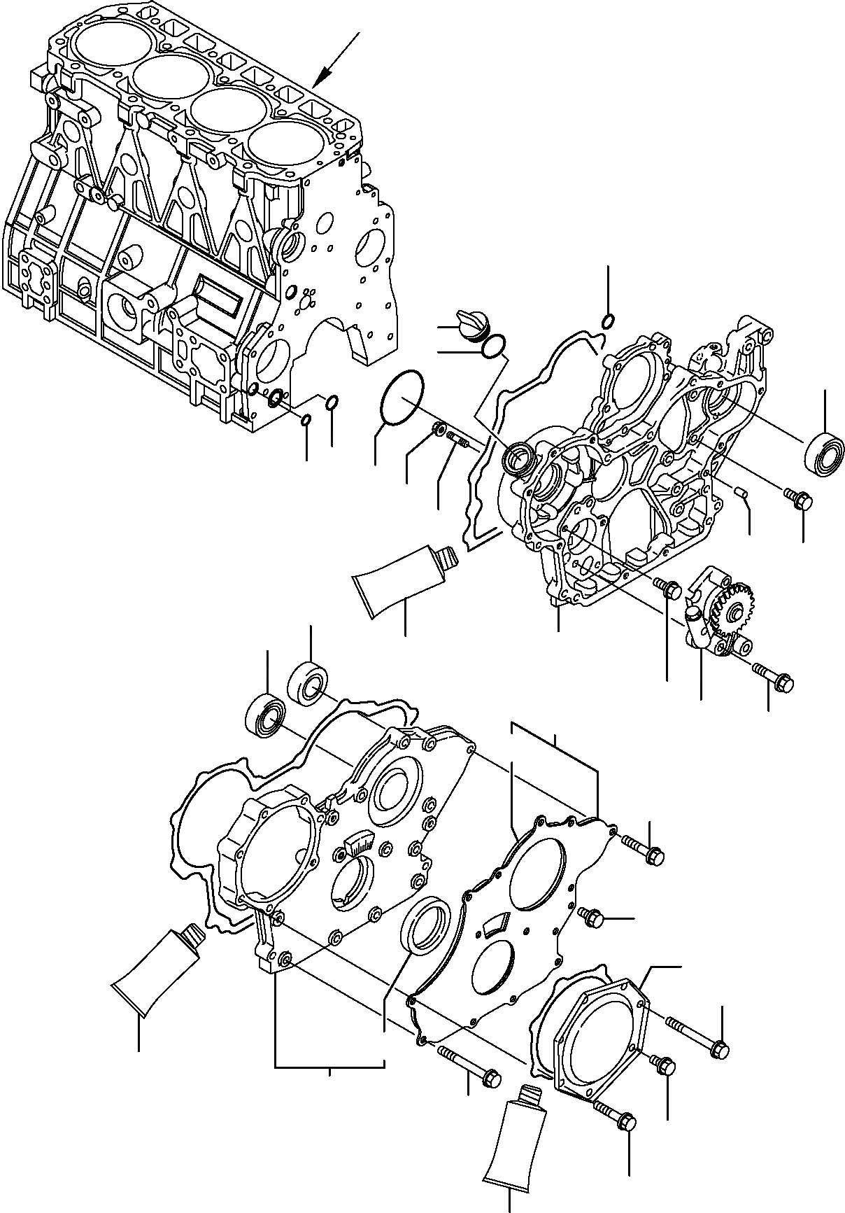 Схема запчастей Komatsu WB70A-1 - КОЖУХ ШЕСТЕРЕН. ПЕРЕДАЧИ ГОЛОВКА ЦИЛИНДРОВ