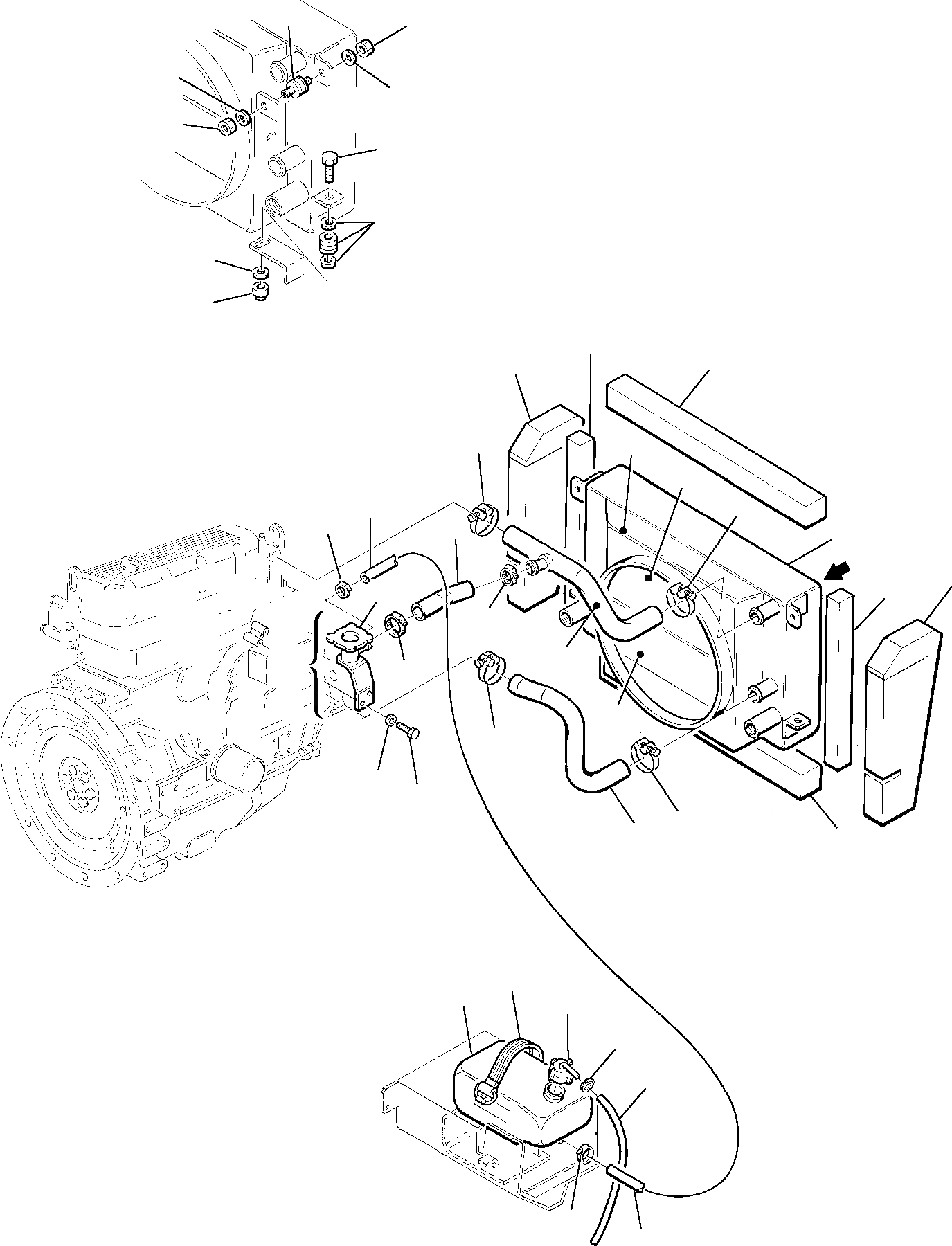 Схема запчастей Komatsu WB70A-1 - РАДИАТОР КОМПОНЕНТЫ ДВИГАТЕЛЯ И ЭЛЕКТРИКА