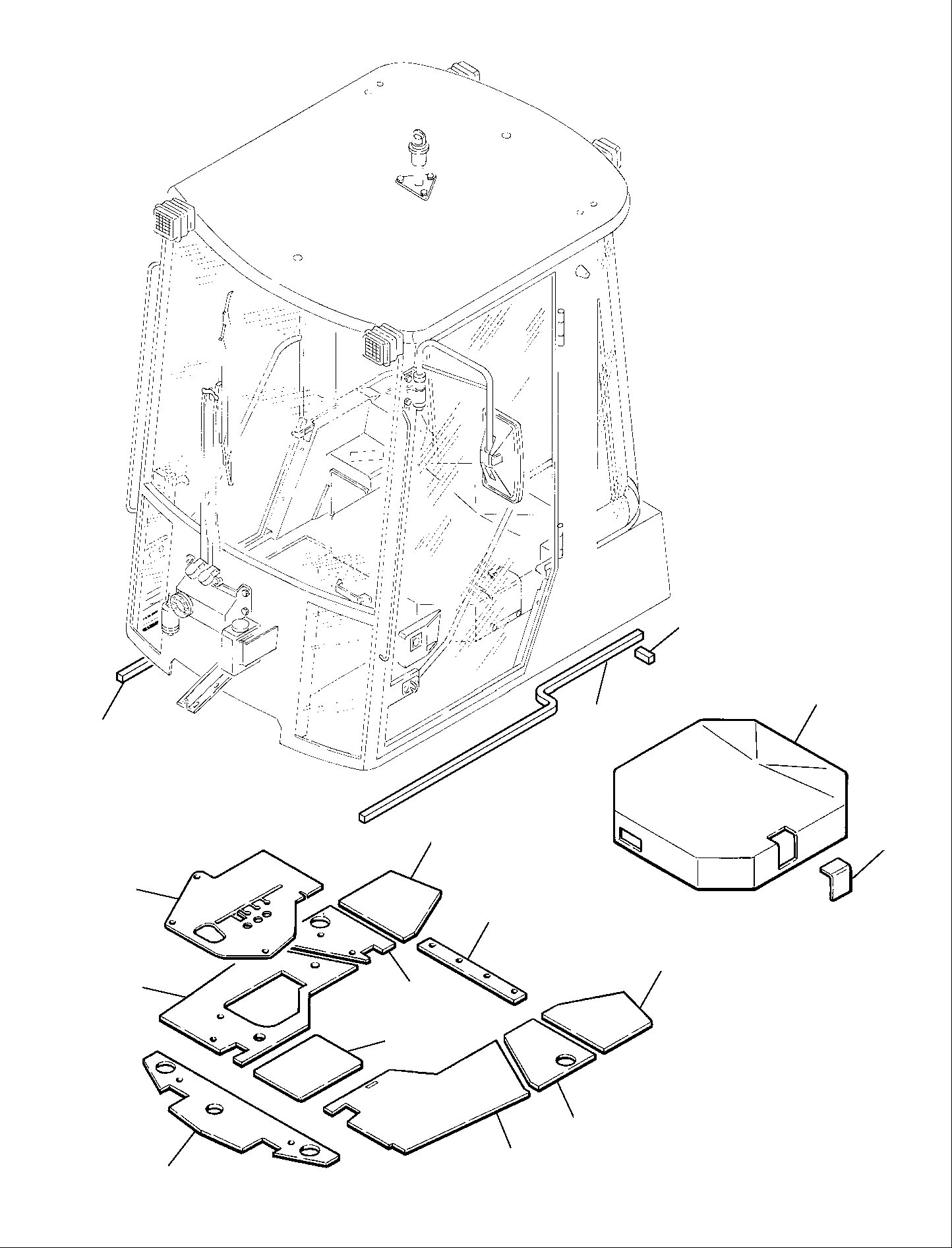 Схема запчастей Komatsu WB70A-1 - SOUNDЗАЩИТАING ЧАСТИ КОРПУСА И КАБИНА