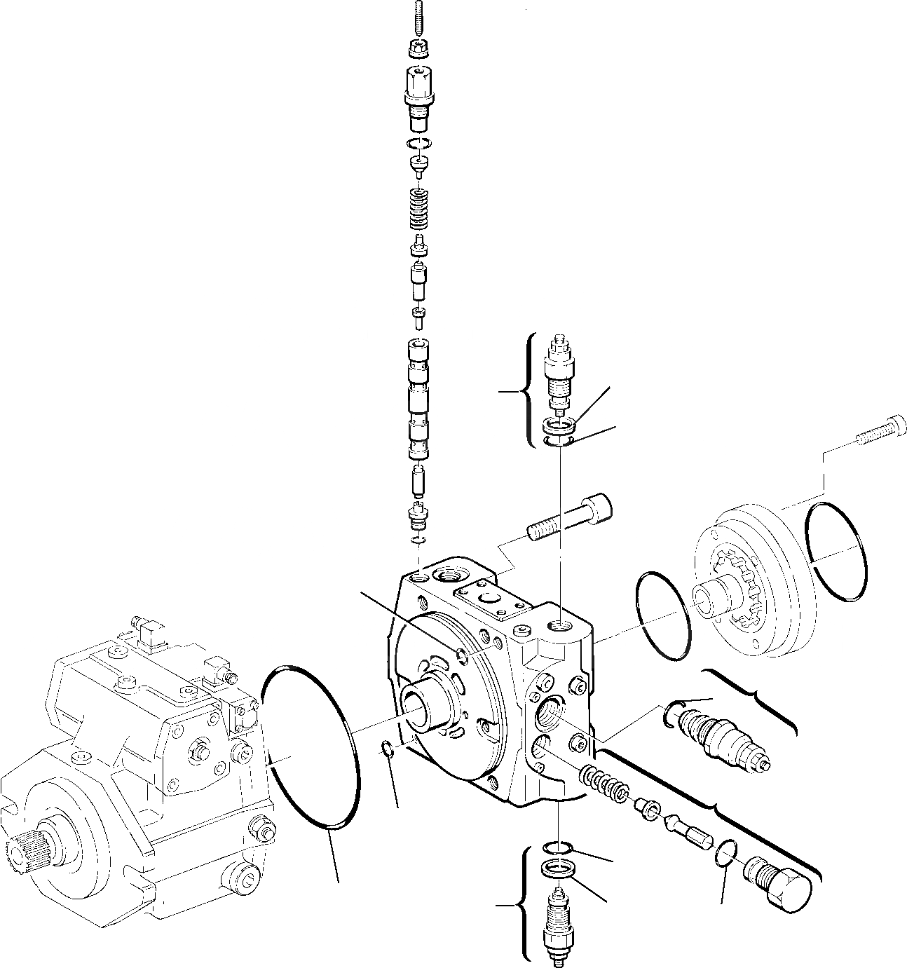 Схема запчастей Komatsu WB70A-1 - ГИДР. НАСОС. (ХОД) (/) УПРАВЛ-Е РАБОЧИМ ОБОРУДОВАНИЕМ