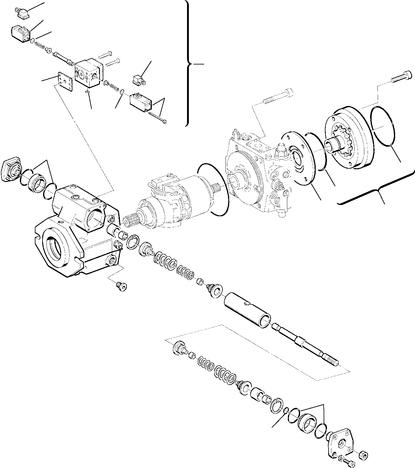 Схема запчастей Komatsu WB70A-1 - ГИДР. НАСОС. (ХОД) (/) УПРАВЛ-Е РАБОЧИМ ОБОРУДОВАНИЕМ