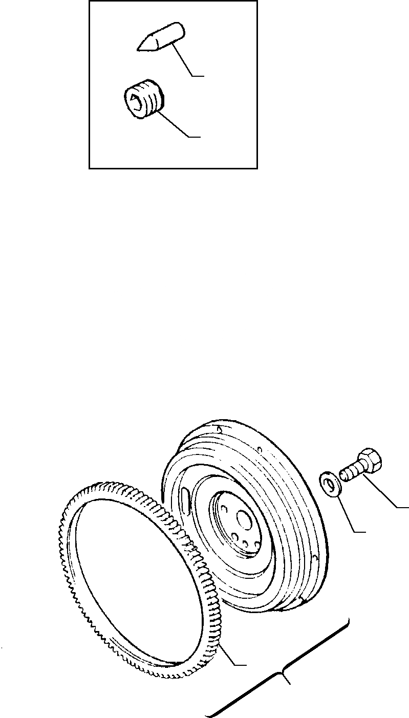 Схема запчастей Komatsu WB91R-1 WB93R-1 - МАХОВИК И STARTER RING (ASPIRATED ДВИГАТЕЛЬ) ГОЛОВКА ЦИЛИНДРОВ