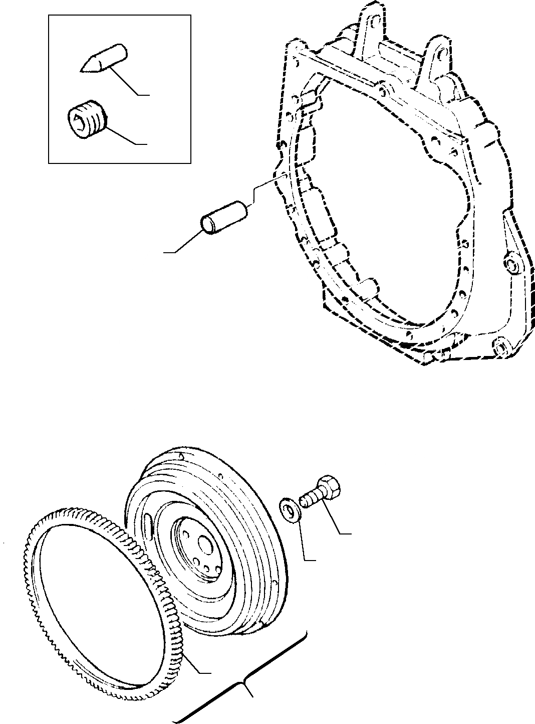 Схема запчастей Komatsu WB91R-1 WB93R-1 - МАХОВИК И STARTER RING (TURBO ДВИГАТЕЛЬ) ГОЛОВКА ЦИЛИНДРОВ