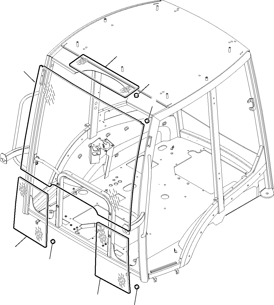 Схема запчастей Komatsu WB91R-5 - КАБИНА (/) ЧАСТИ КОРПУСА И КАБИНА