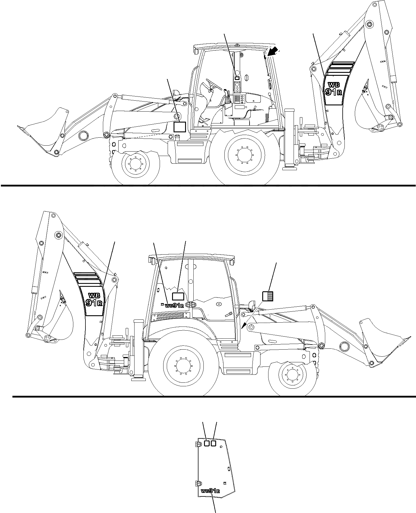 Схема запчастей Komatsu WB91R-5 - МАРКИРОВКА (WD) (/) МАРКИРОВКА