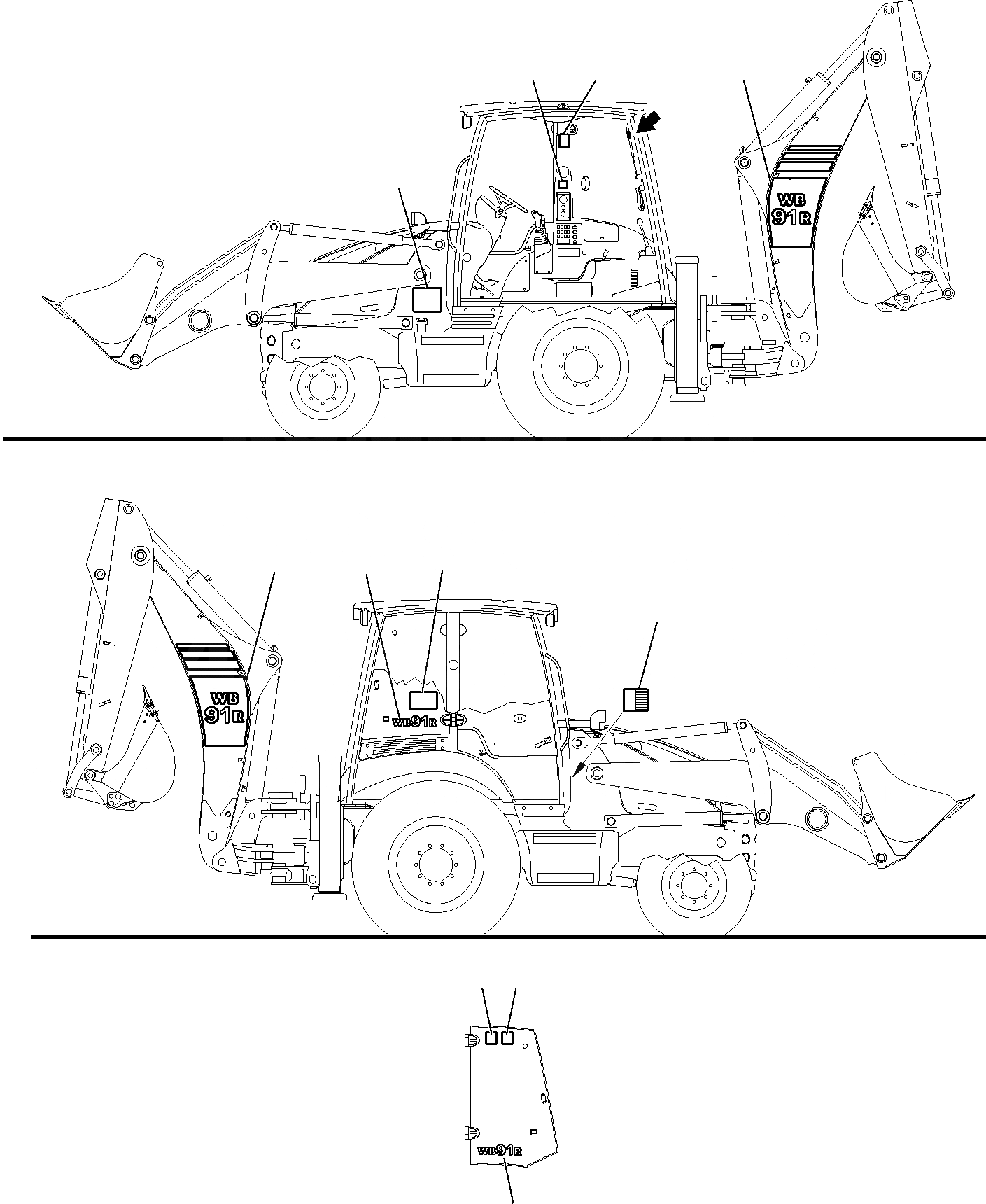 Схема запчастей Komatsu WB91R-5 - MARK PATE (WD) (/) МАРКИРОВКА