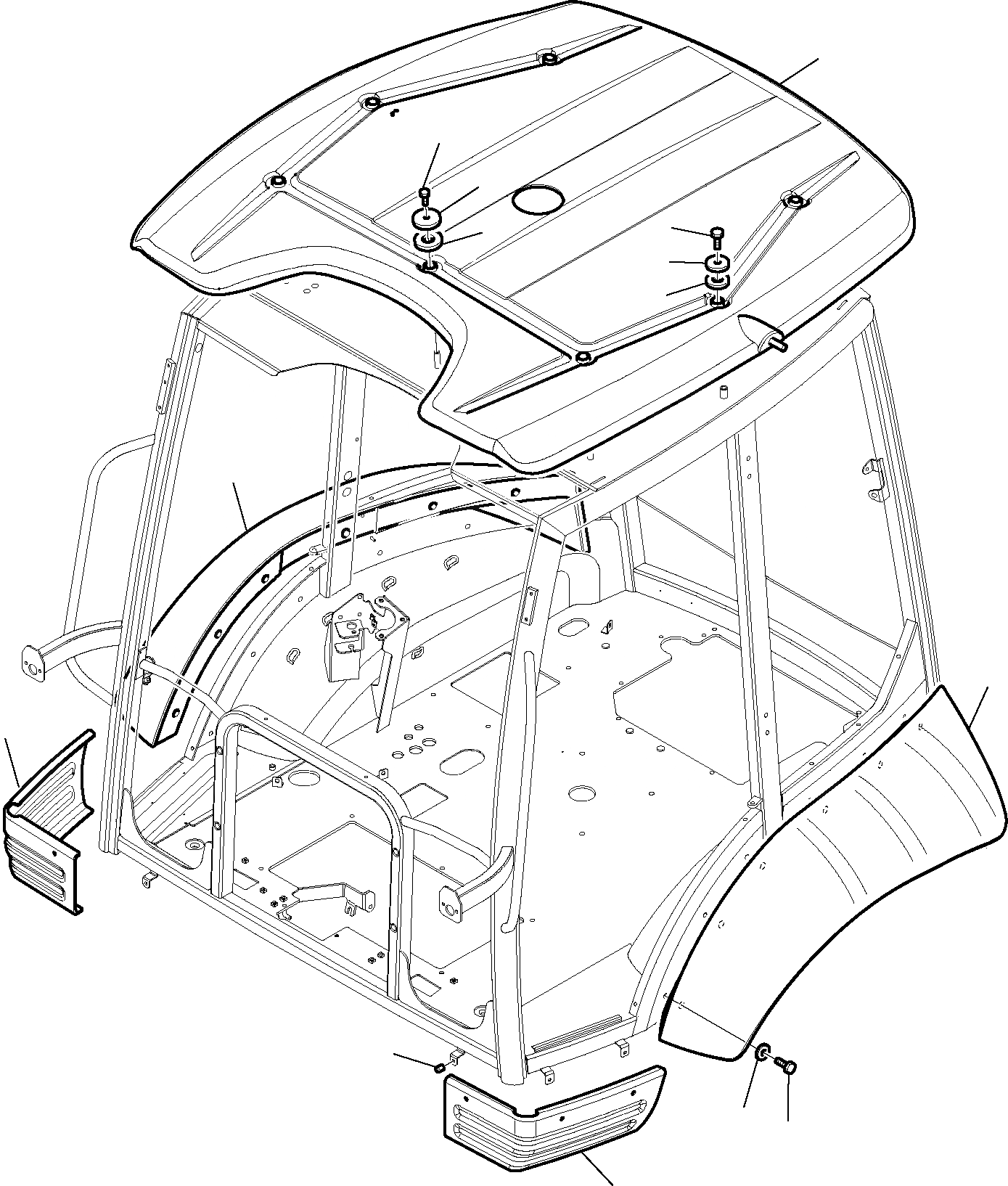 Схема запчастей Komatsu WB91R-5E0 - КАБИНА (8/) ЧАСТИ КОРПУСА И КАБИНА